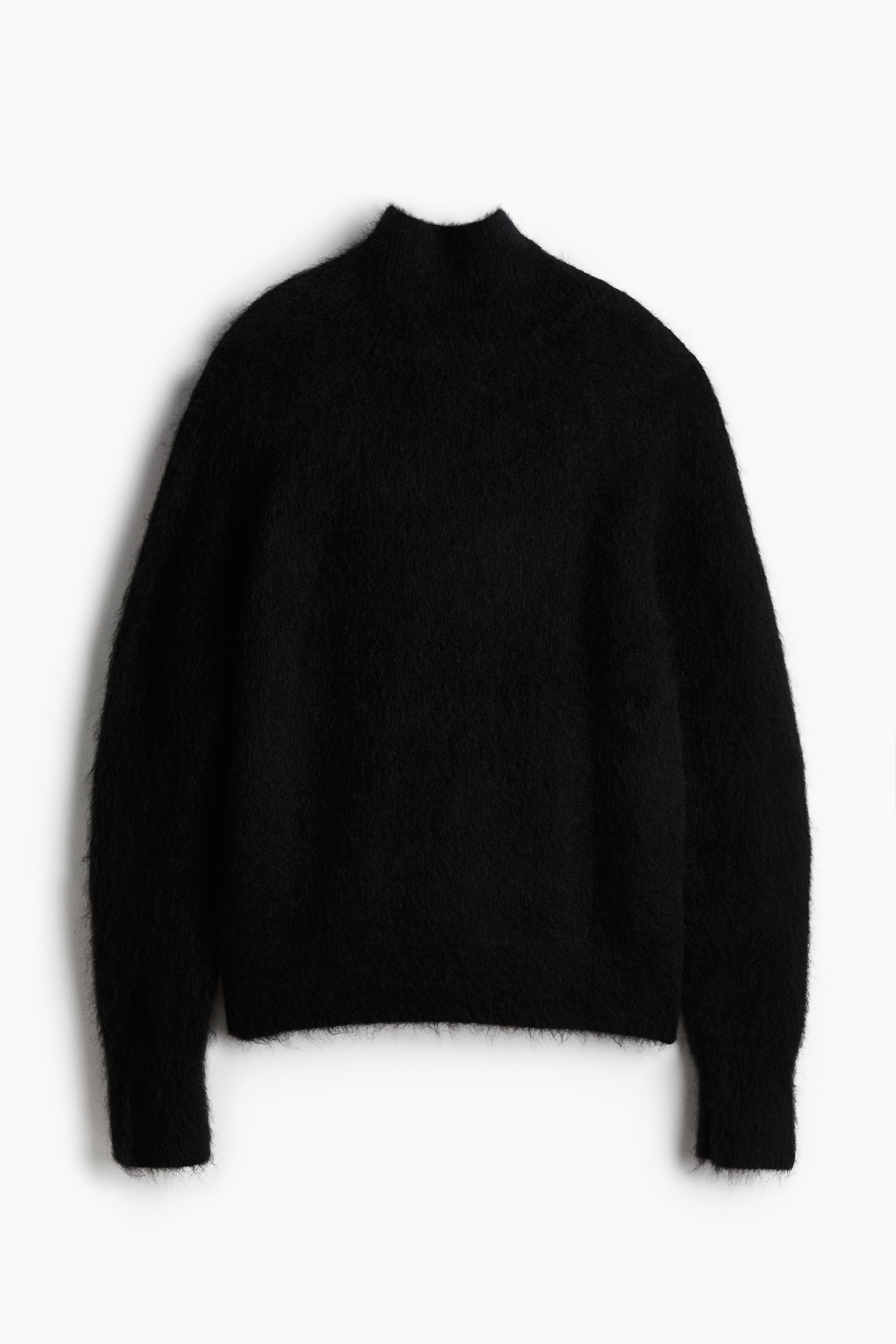 Mohair-blend turtleneck jumper - Black/Cream - 2