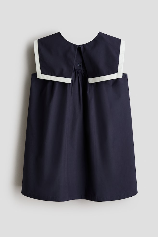 Cotton Sailor Dress-Navy blue - 7