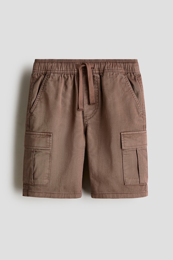 Bavlněné šortky cargo - Hnědá/Khaki zelená - 1