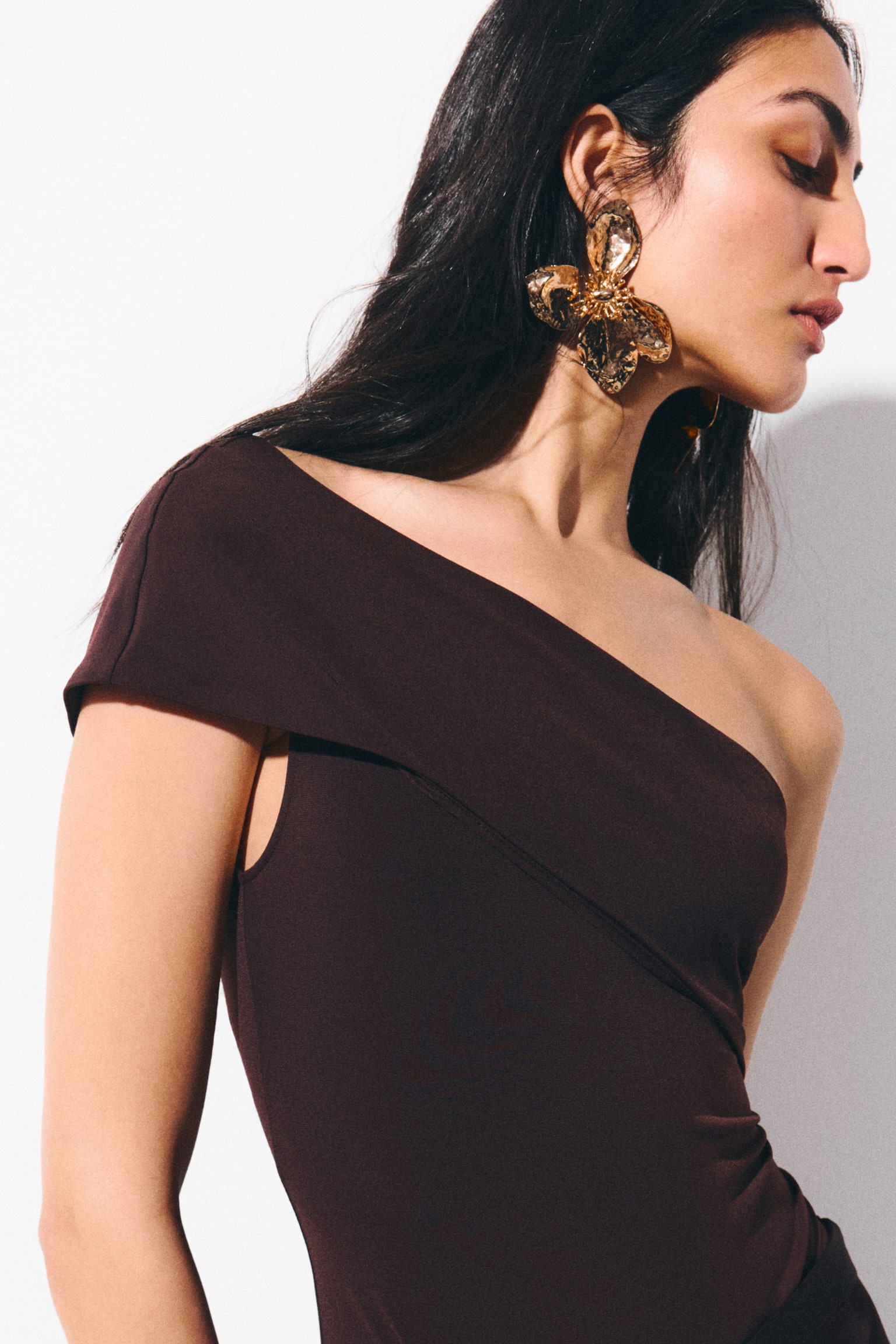 One-shoulder body - Dark brown/Cream - 5