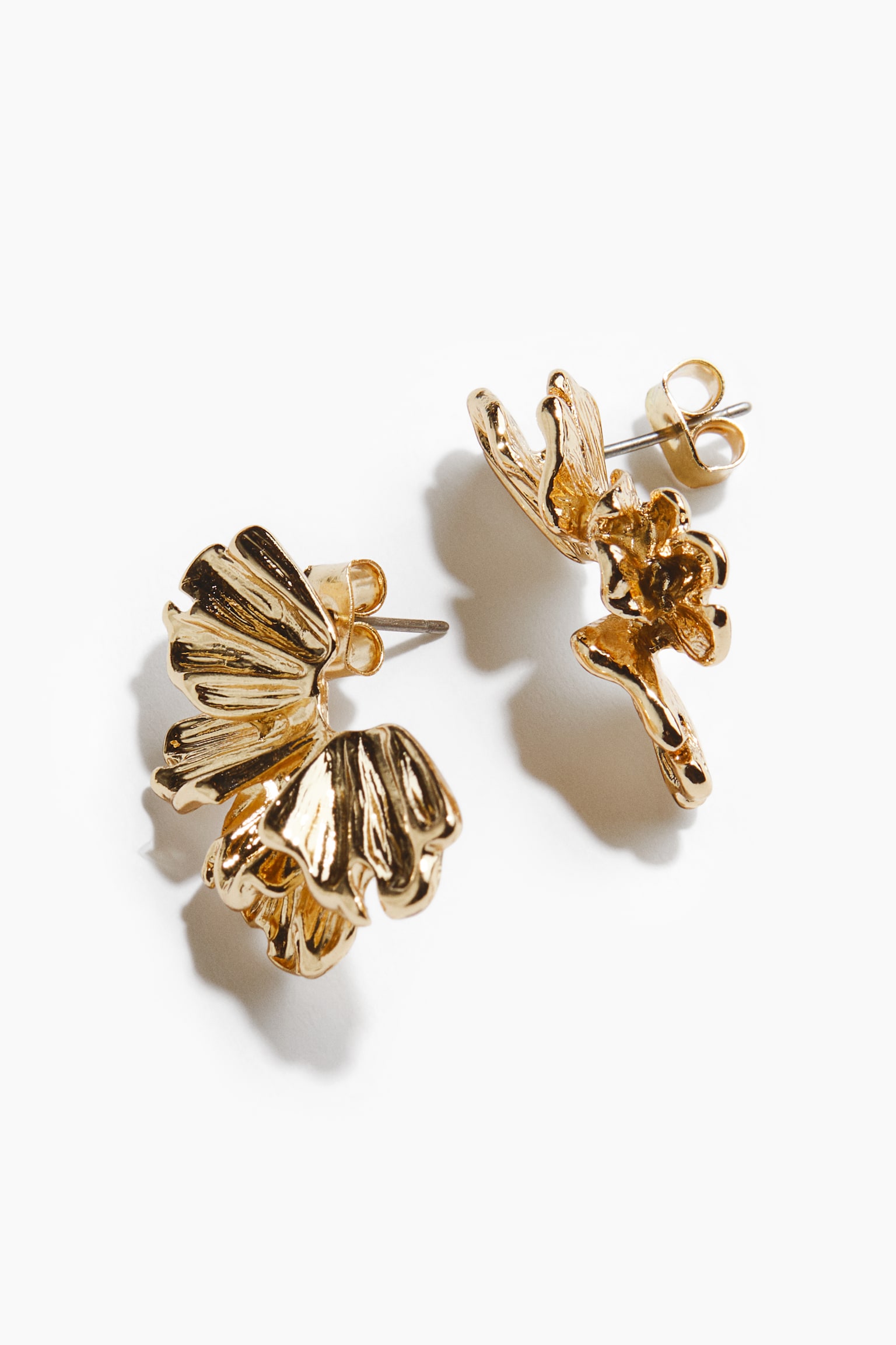 Petal-Shaped Earrings - Gold-colored - 2