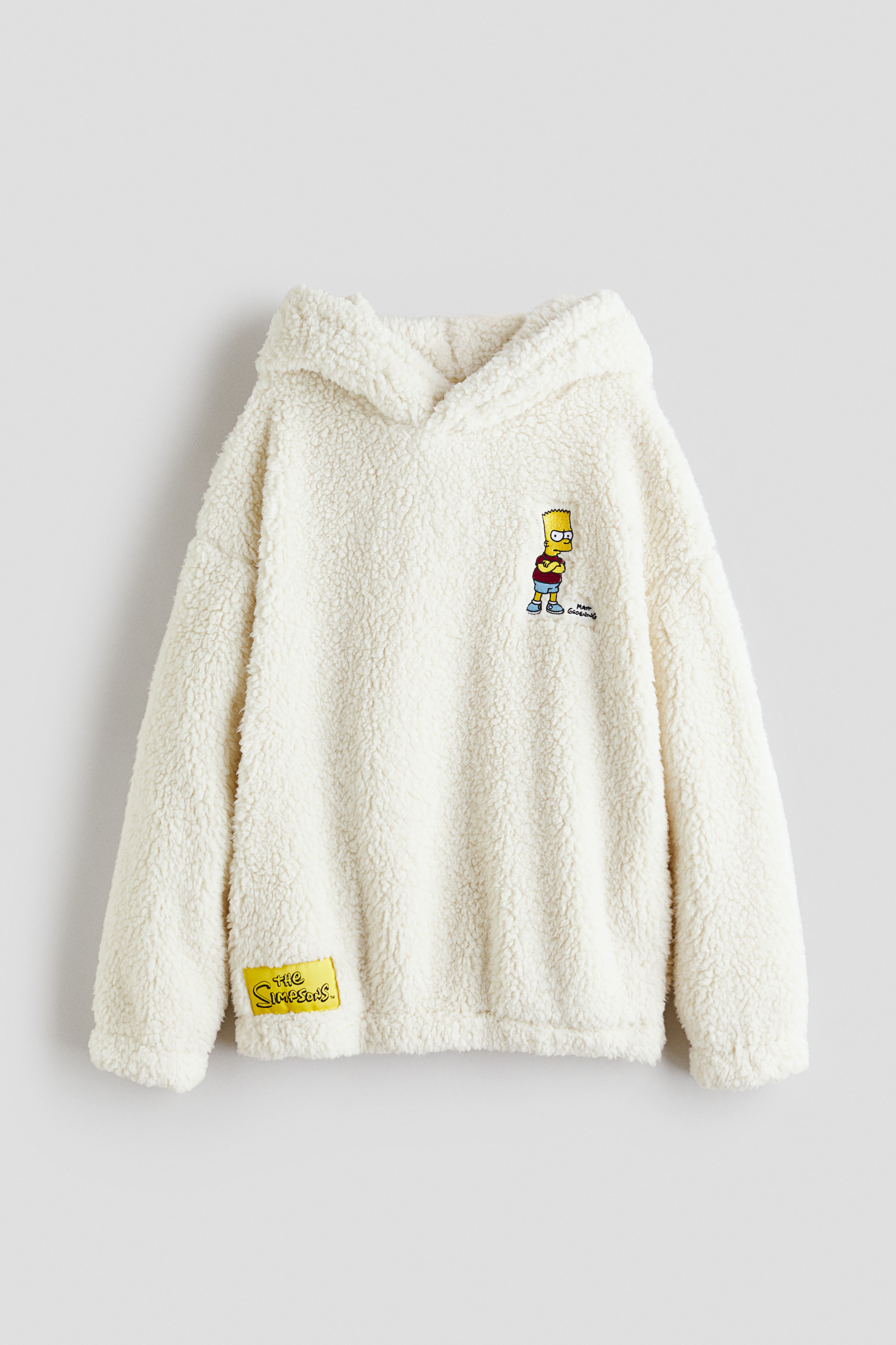Teddy Fleece Hoodie with Embroidered Motif