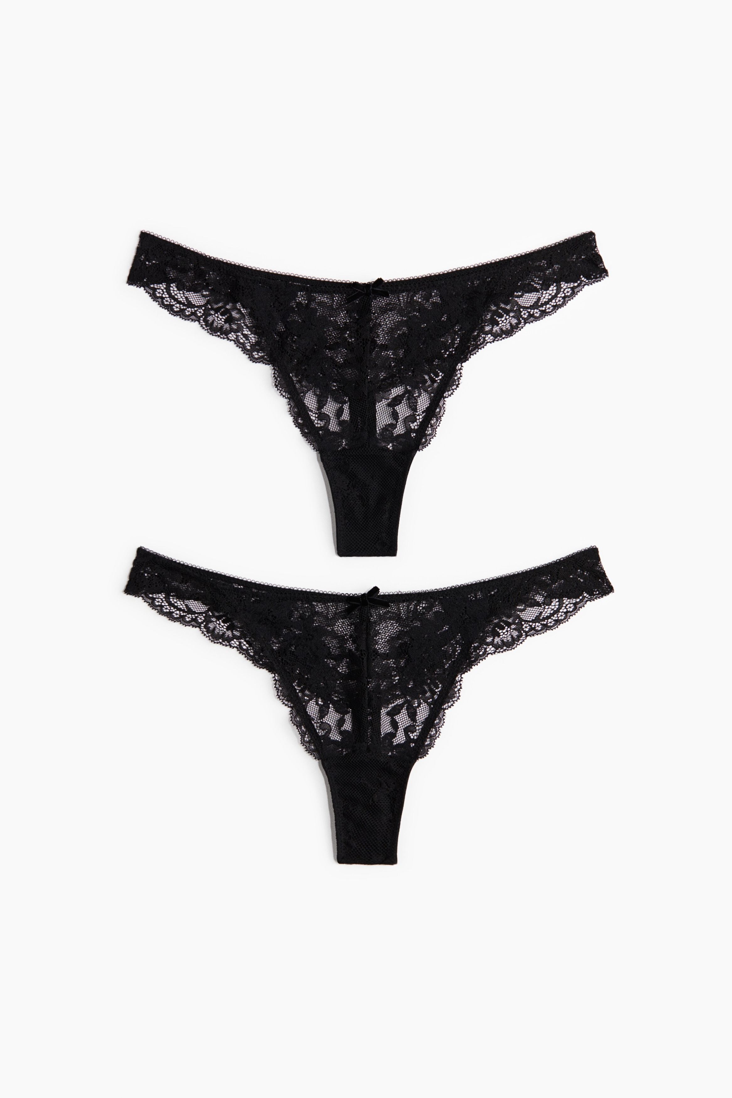 2-pack Panties thong de encaje - Negro