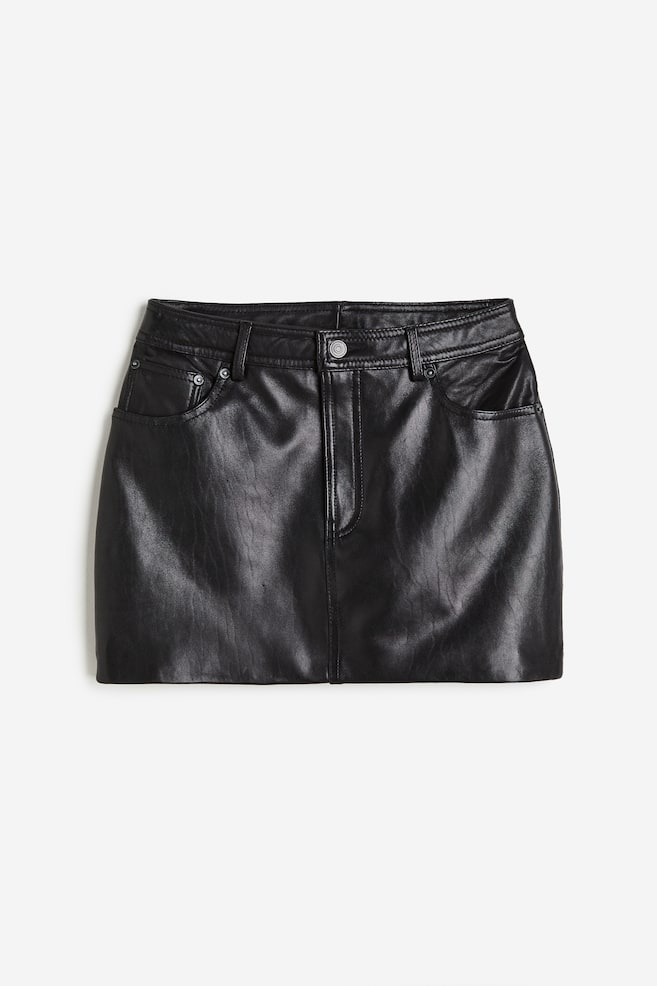 Mini jupe en cuir - Noir - 1
