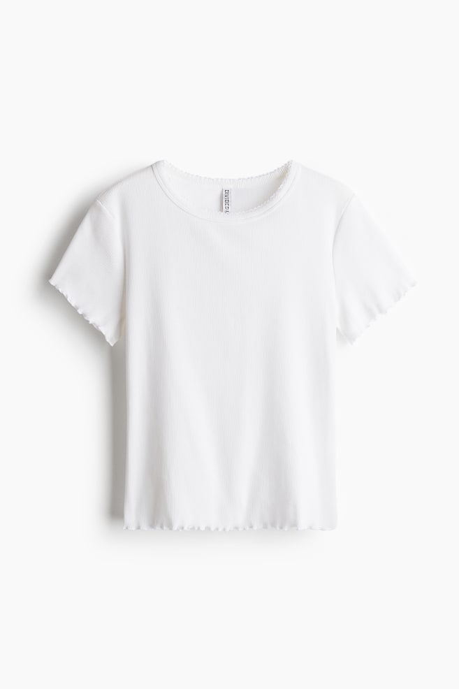 Overlocked Trim T-Shirt - White/Cream - 1