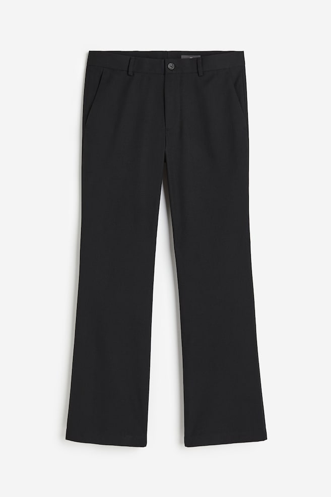 Rozszerzane spodnie z diagonalu Slim Fit - Czarny - 2