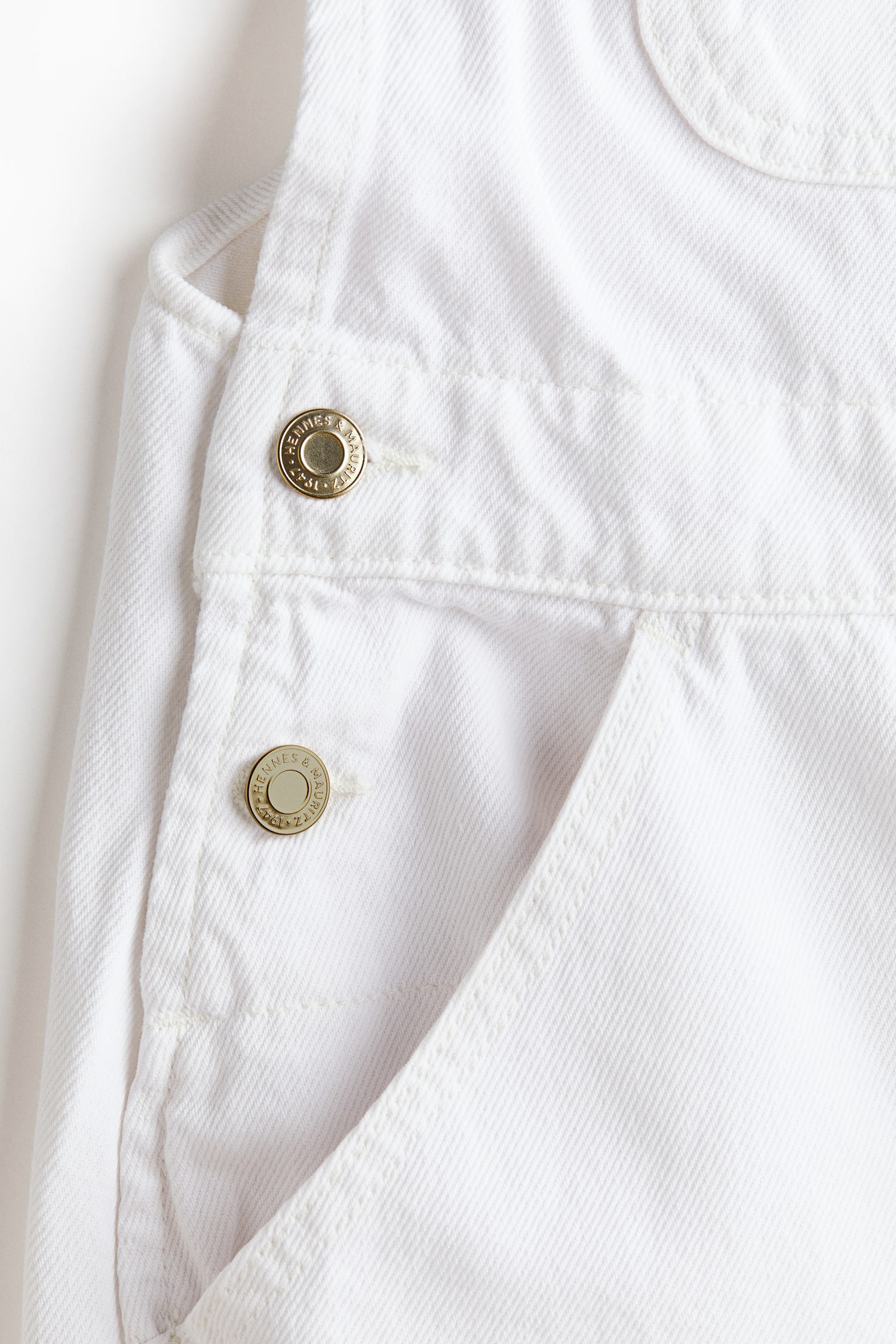 Cotton denim dungarees - White/Light denim blue - 4
