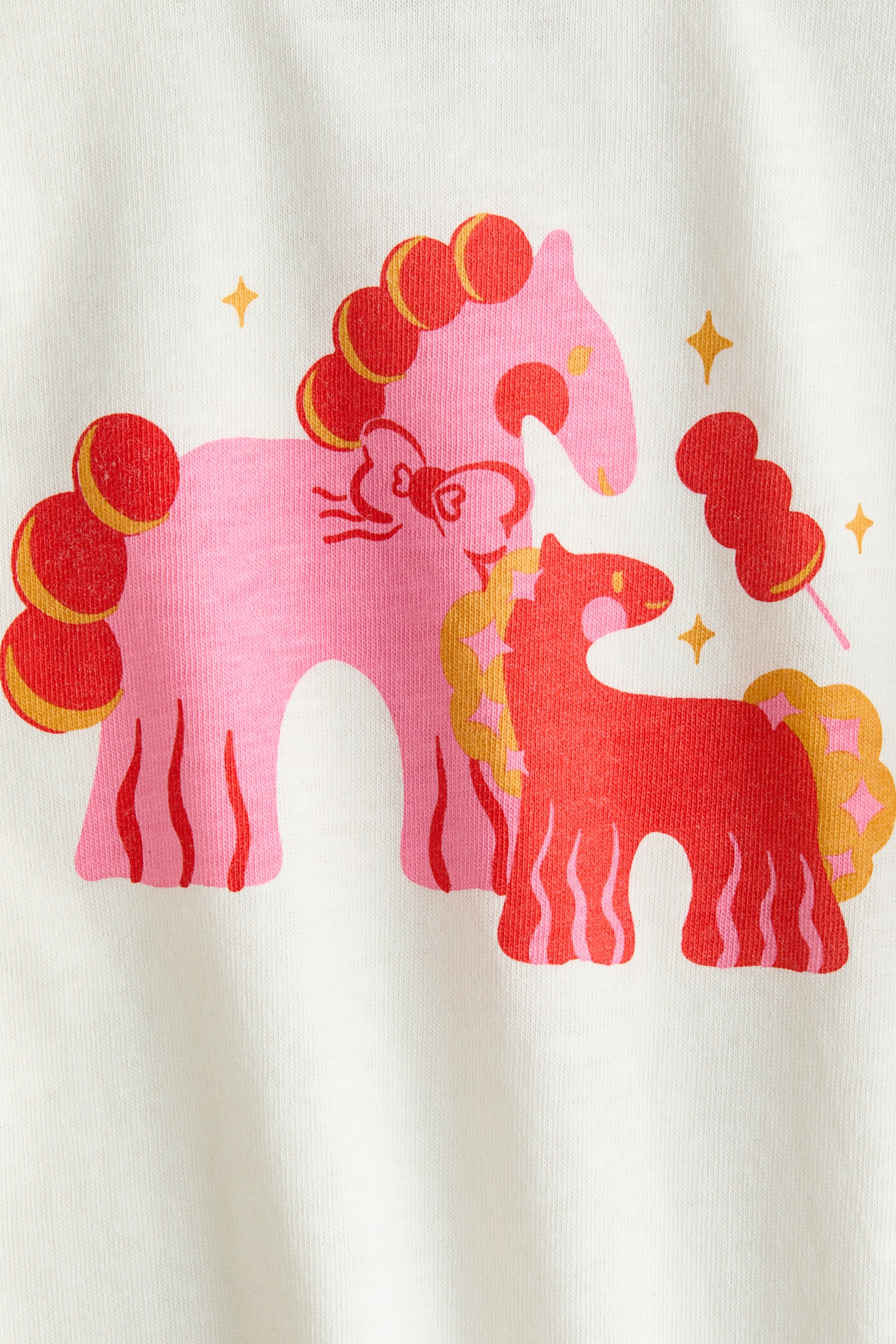 Printed flutter-sleeved top - Cream/Horses/Red/Bow - 3