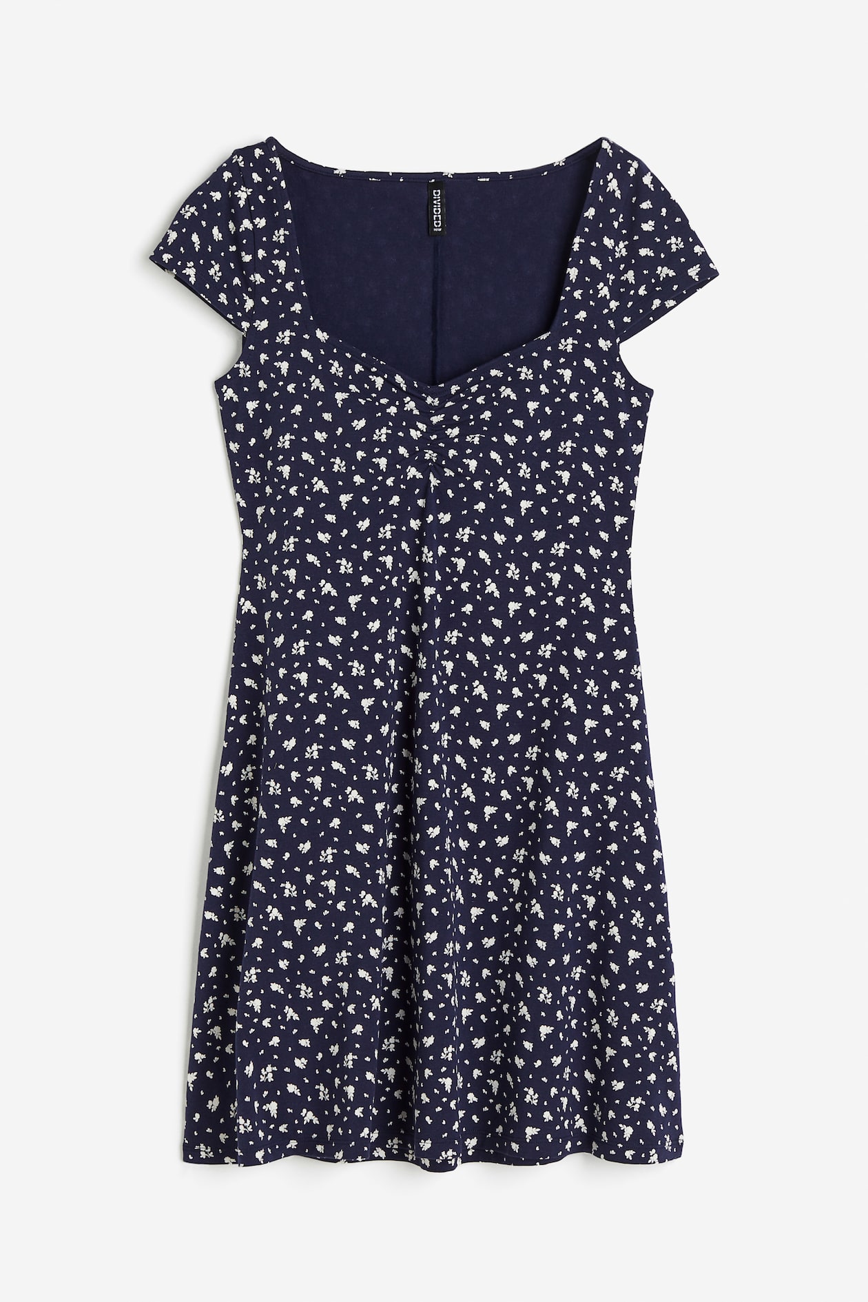 Women's Navy blue/Floral Cap-sleeved jersey dress | H&M