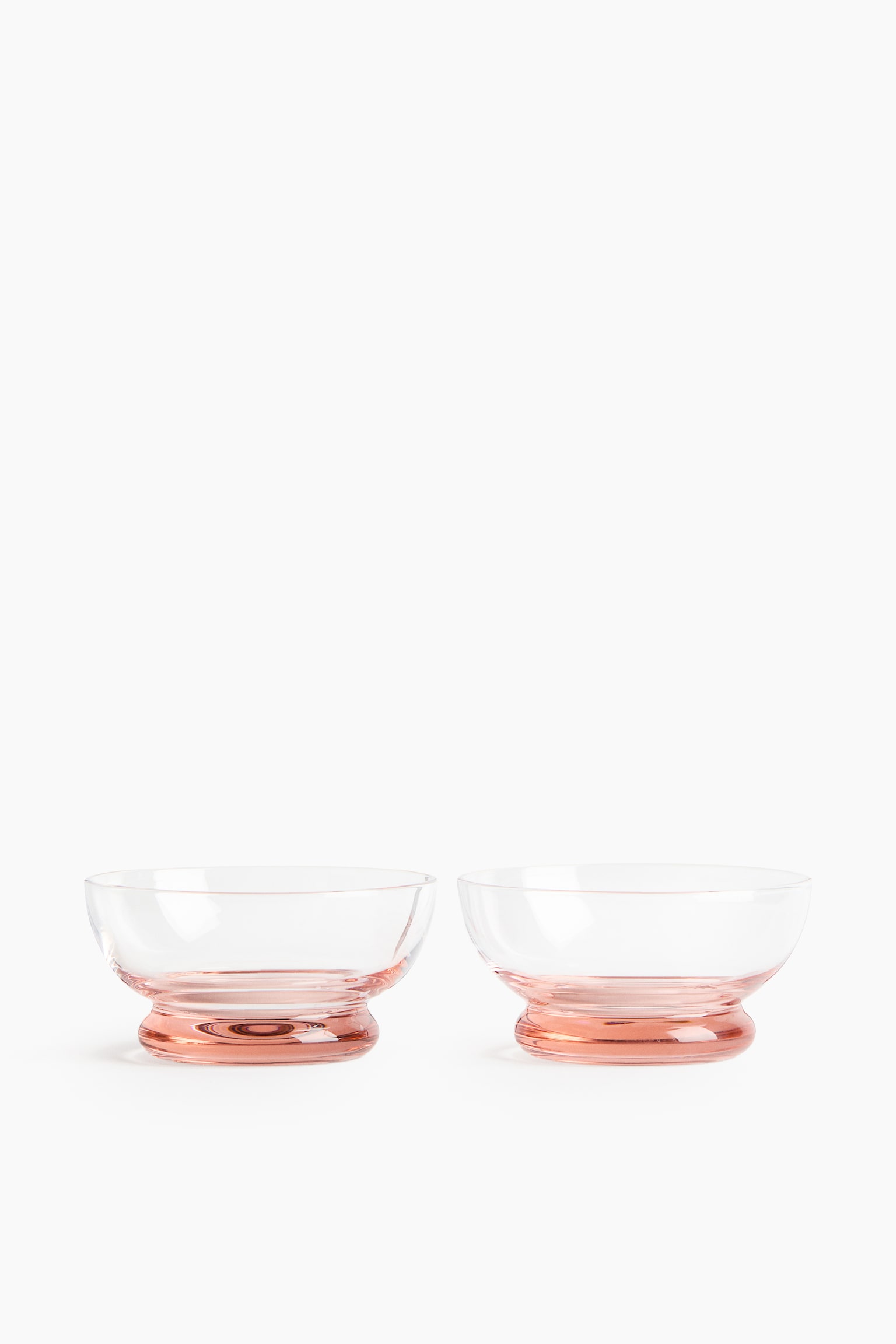 Lot de 2 bols en verre soufflé à la bouche - Rose clair/Transparent