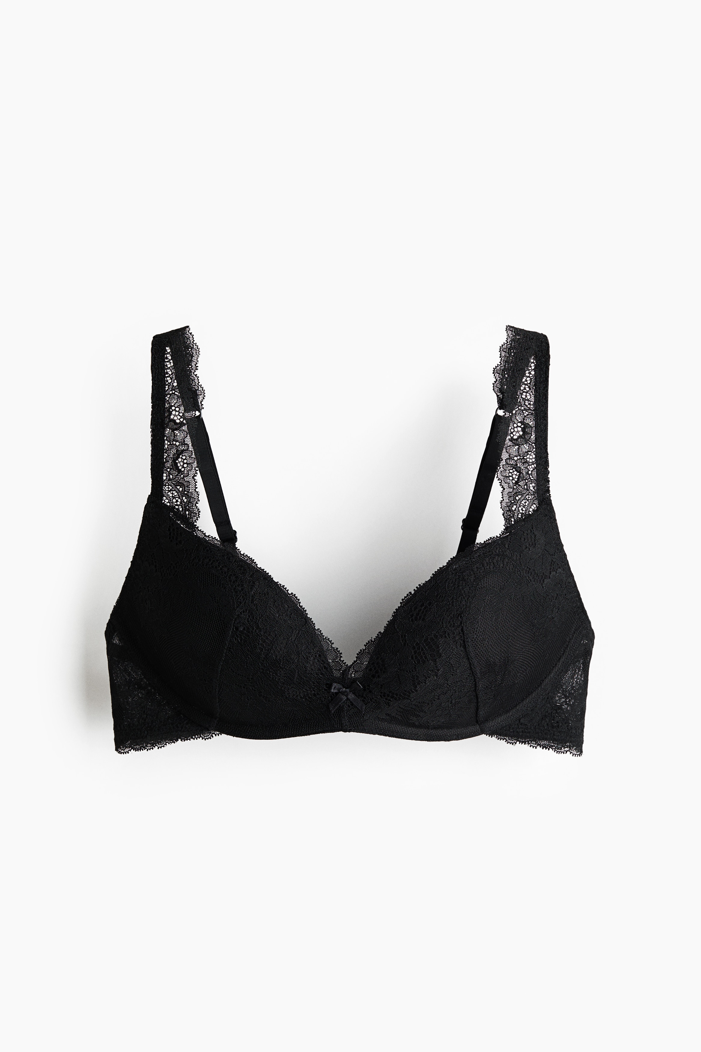 Krajková push-upka bez kostic - Černá/Světle růžová