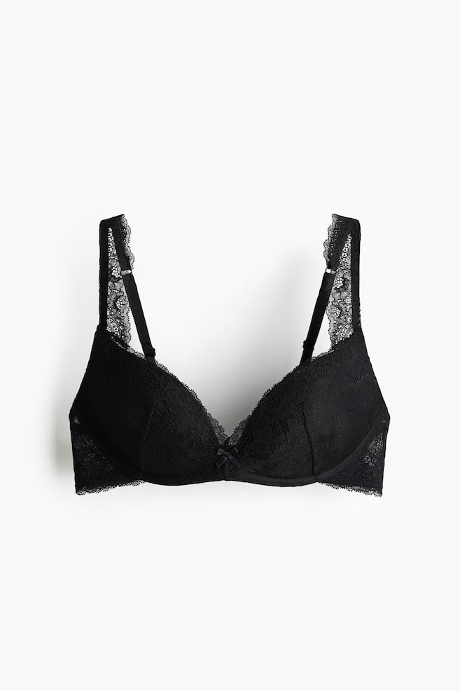 Bügelloser Push-up-BH mit Spitze - Schwarz/Hellrosa - 1
