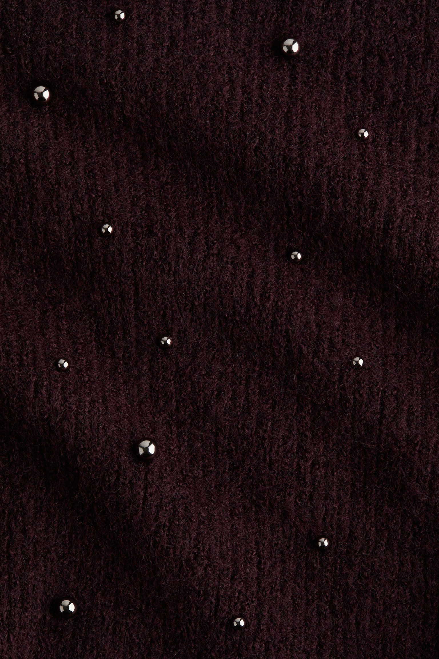 חולצת פפלום מעוטרת בחרוזים - בורדו/קרם/אפור מלאנז' - 3