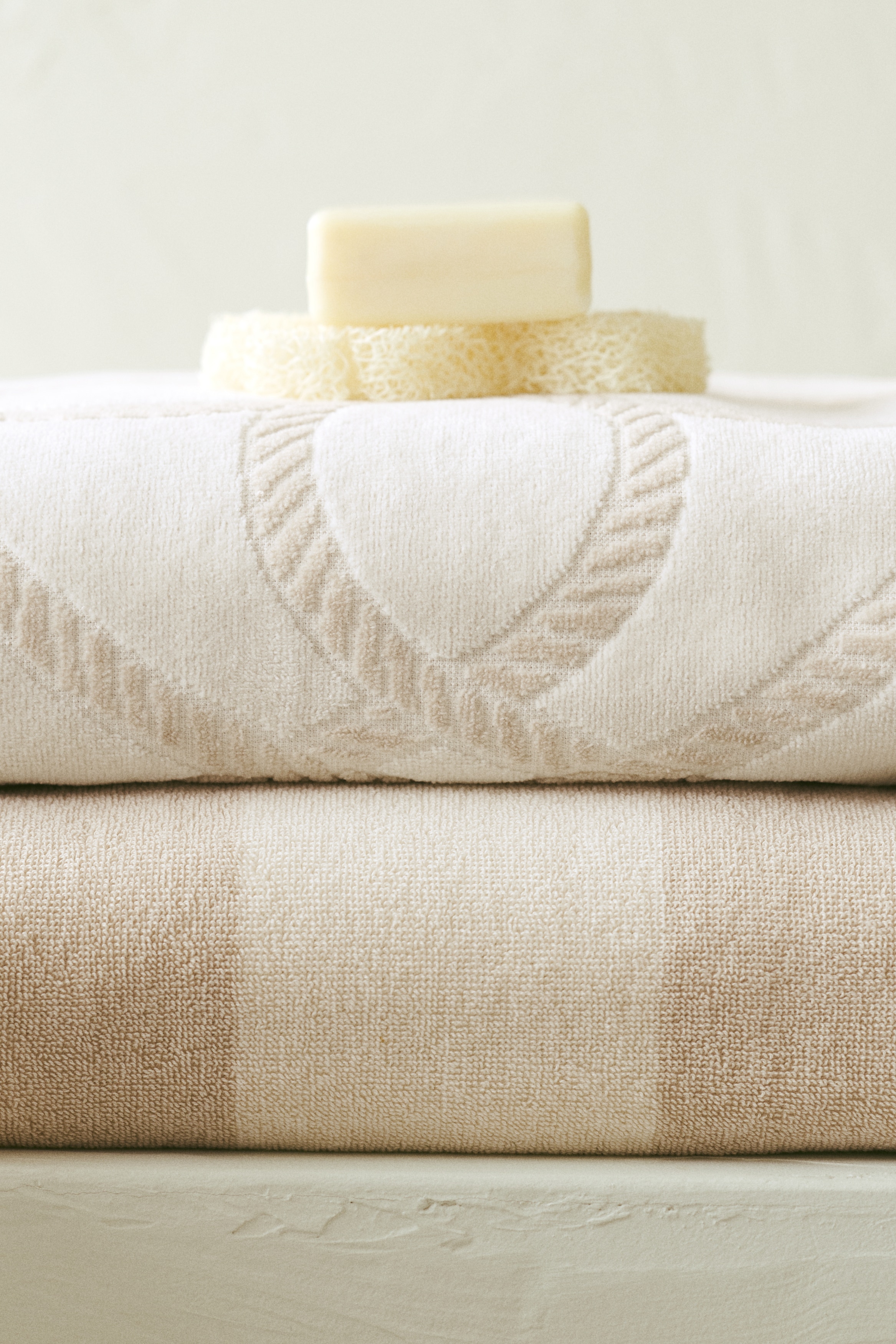 Πετσέτα θαλάσσης με ύφανση ζακάρ - Μπεζ/μοτίβο