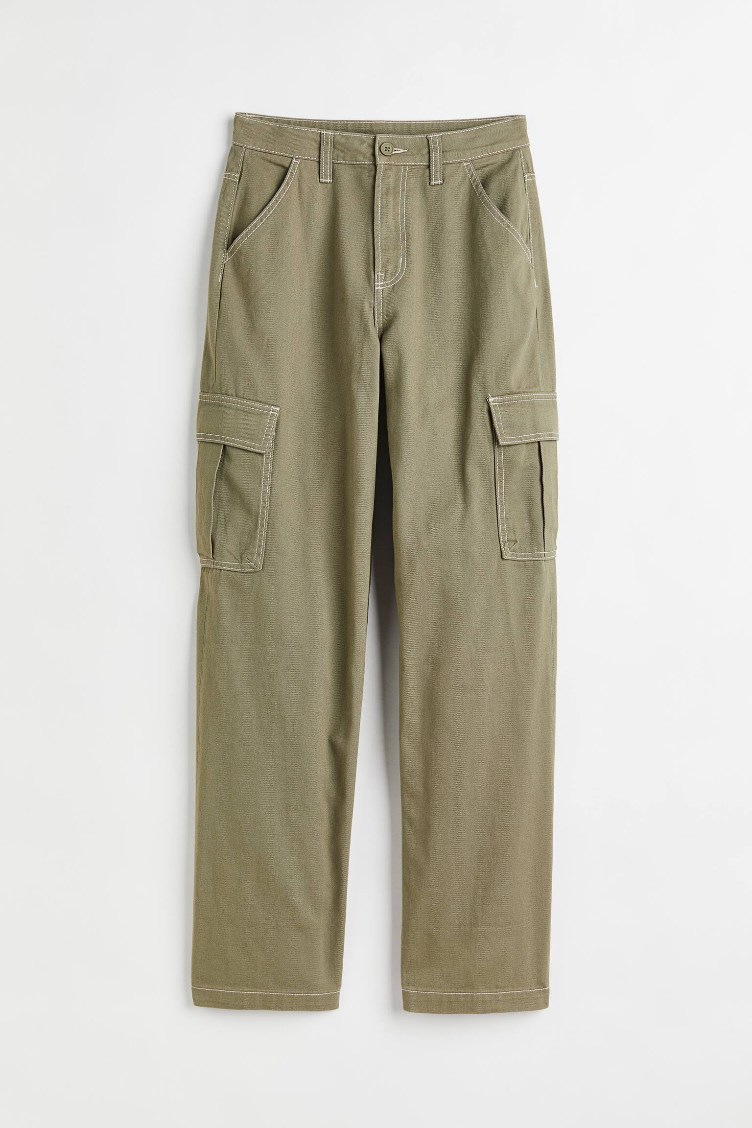 90s Baggy High Waist Jeans - Khaki green/Light beige