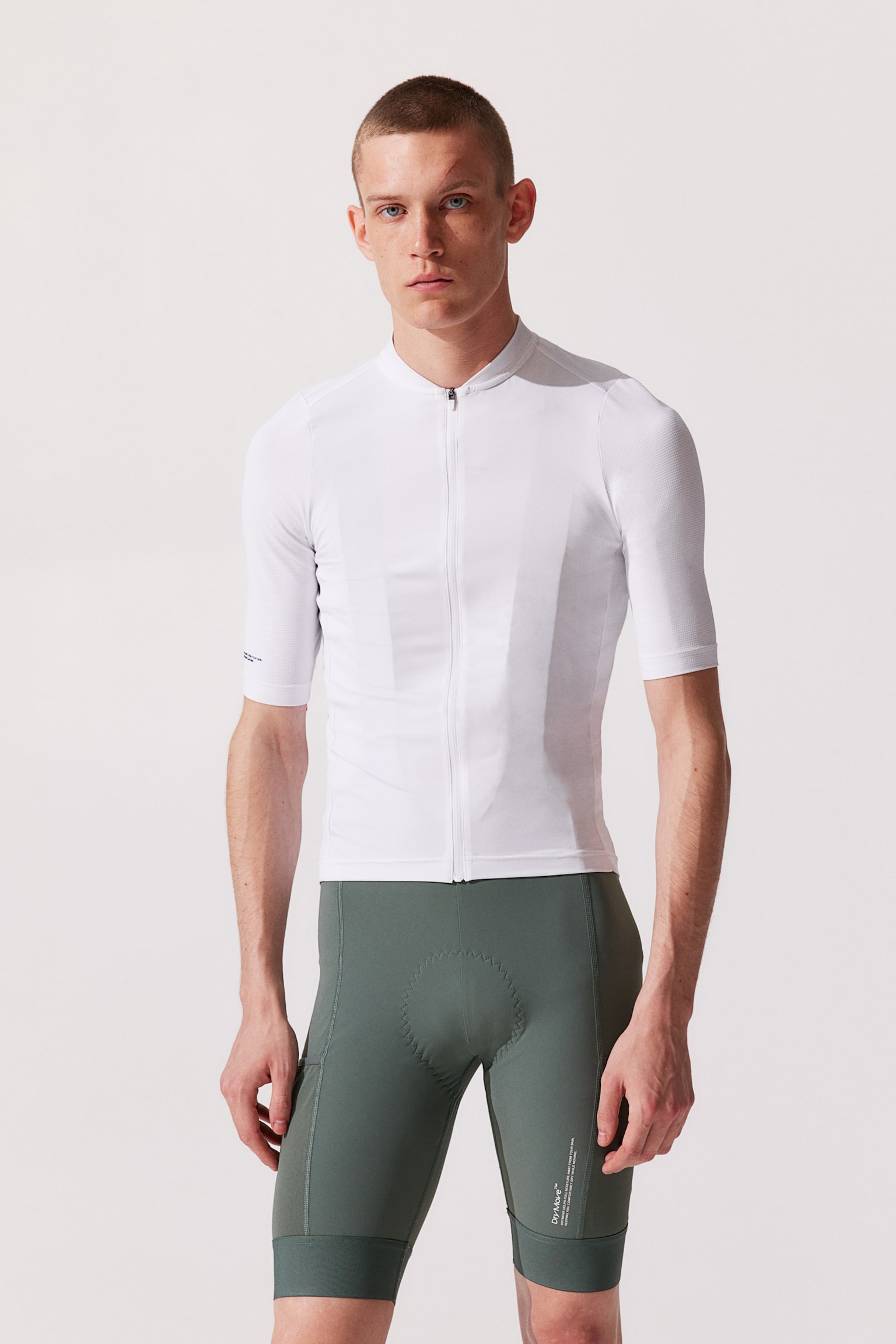 Slim Fit Cycling top in DryMove™ - White/Black - 3