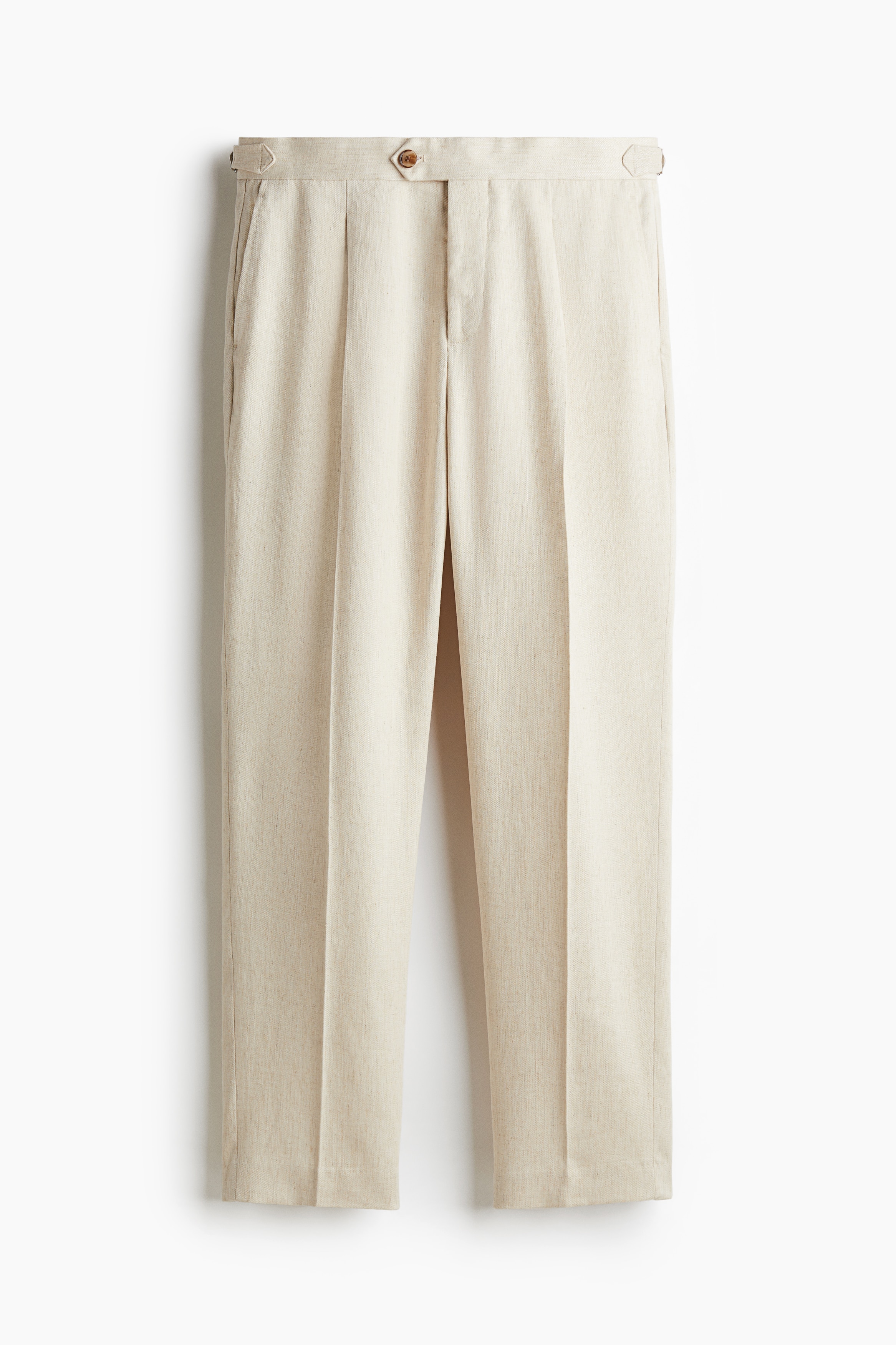 Pantalon de costume Regular Fit en lin mélangé - Beige clair/Noir
