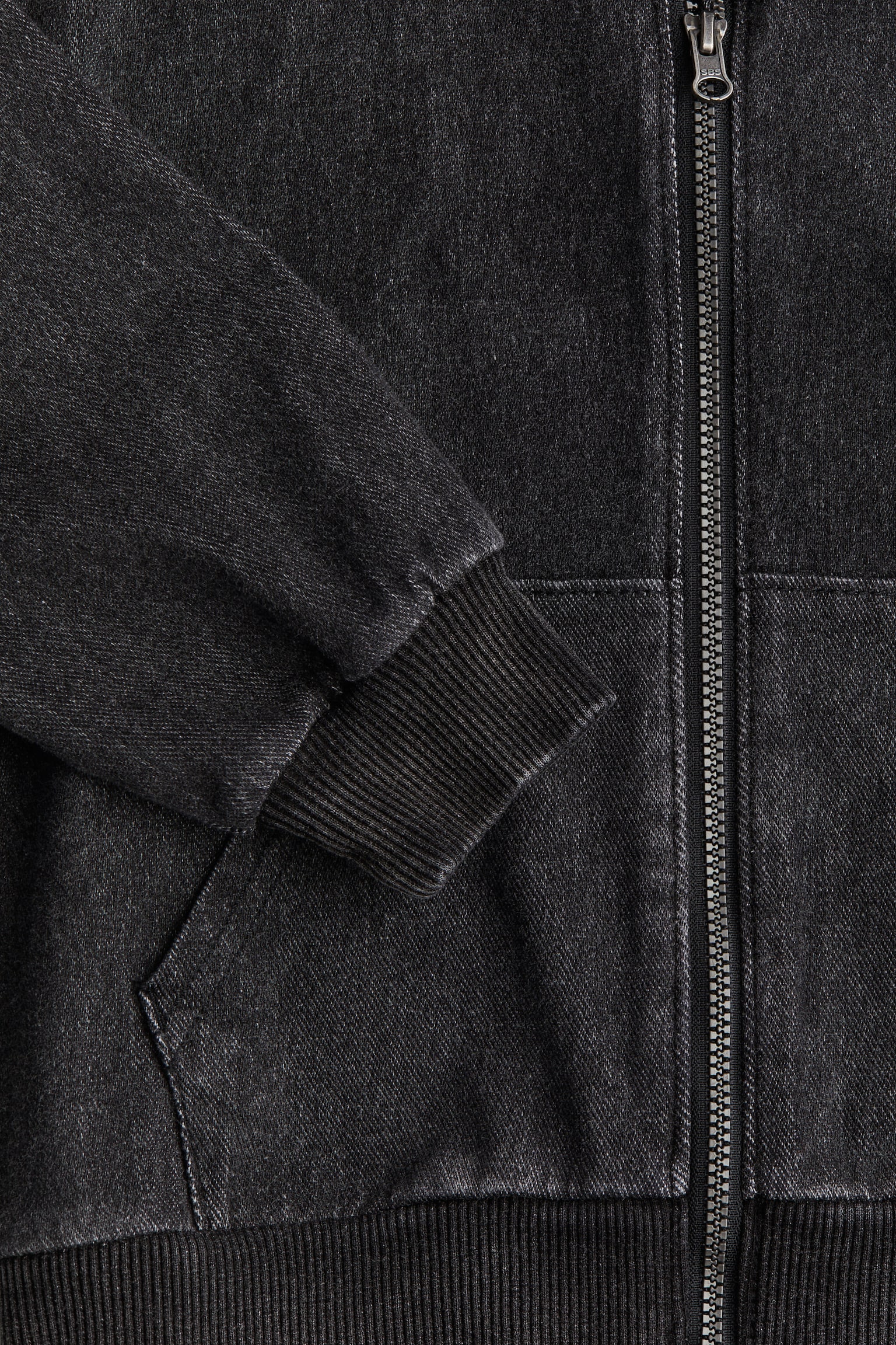 Zip-through twill hoodie - Dark grey/Blue - 2