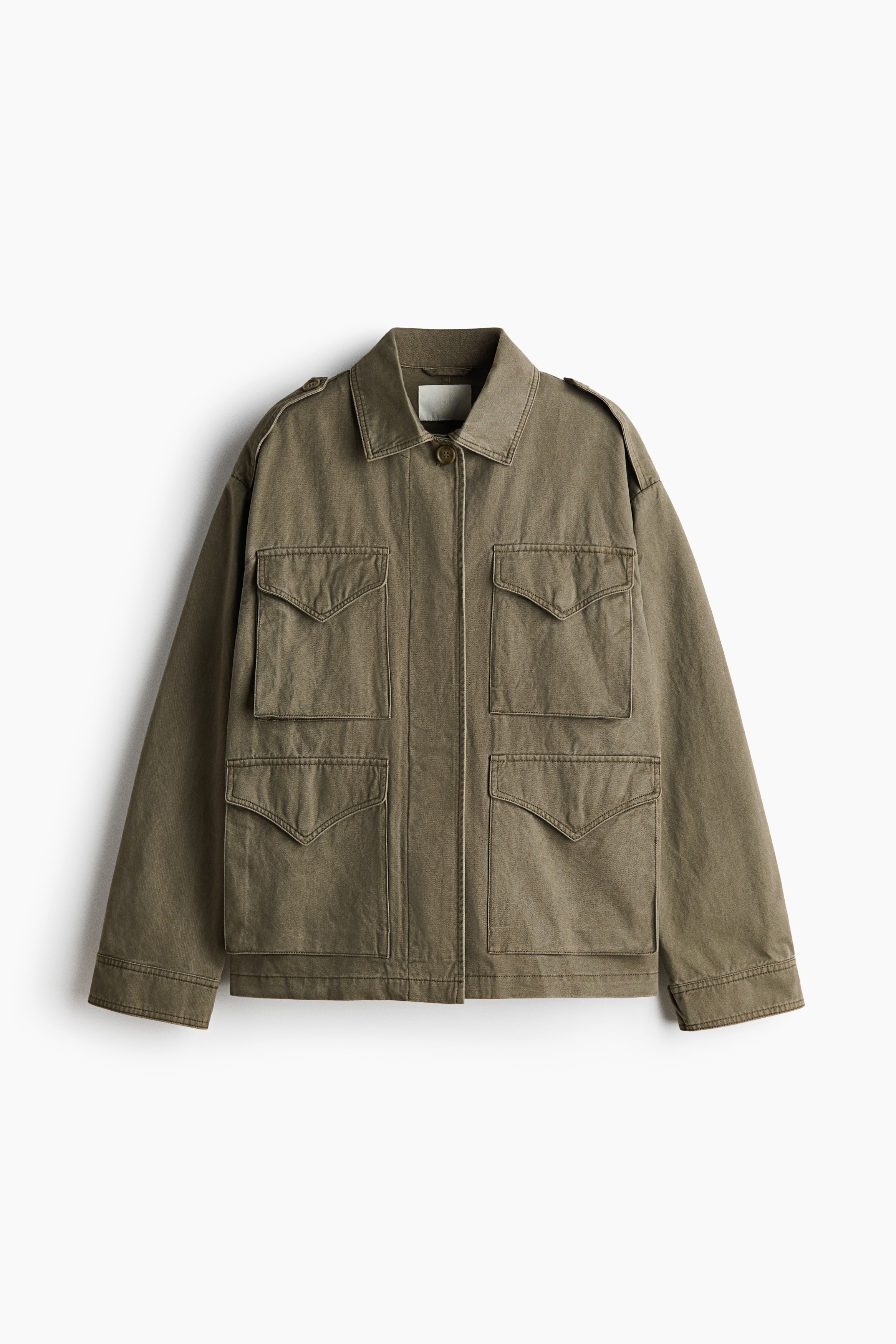 Chaqueta cargo de algodón - Verde caqui