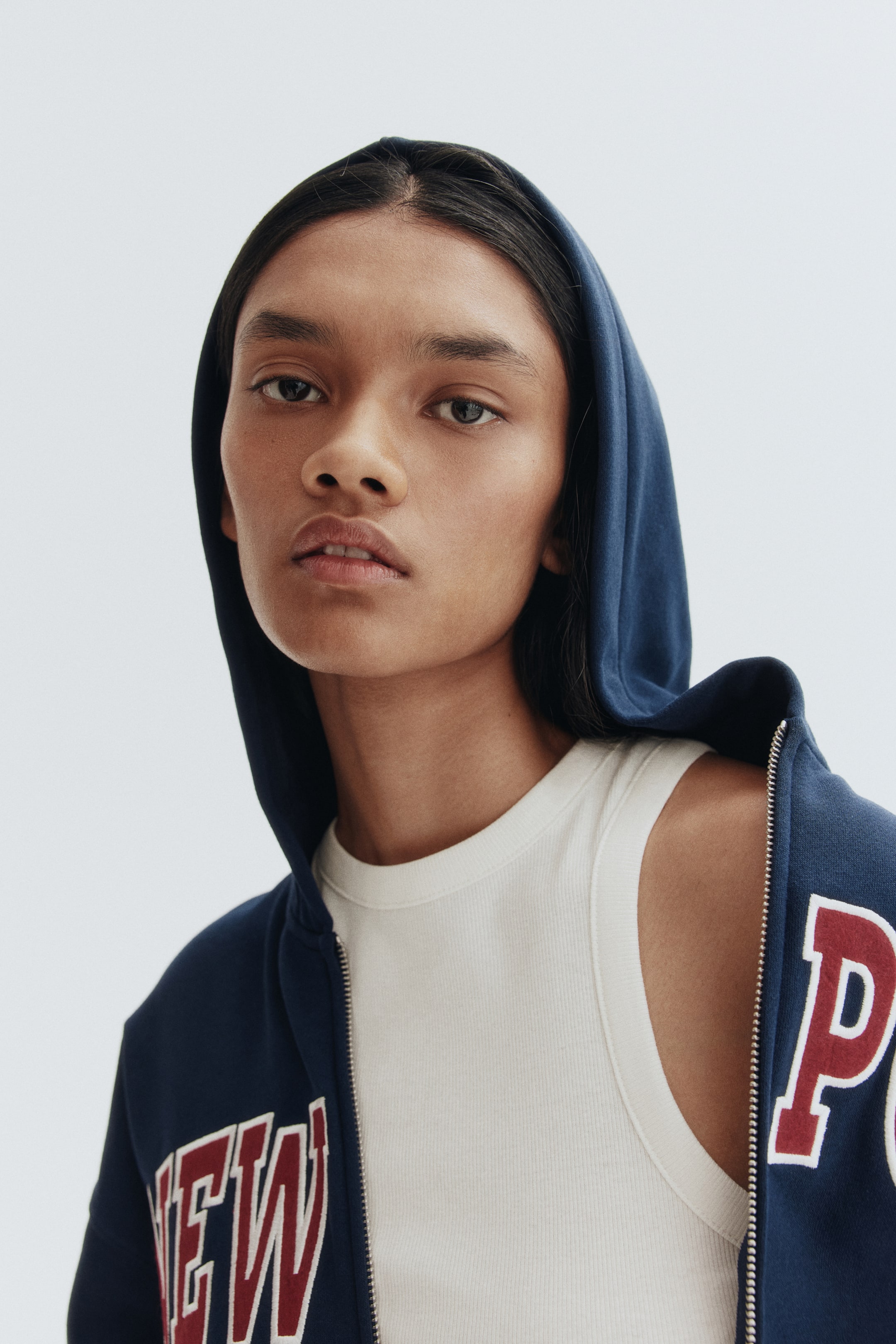 View larger image: Zip-through hoodie - Navy blue/Newport - Ladies | H&M HK 2