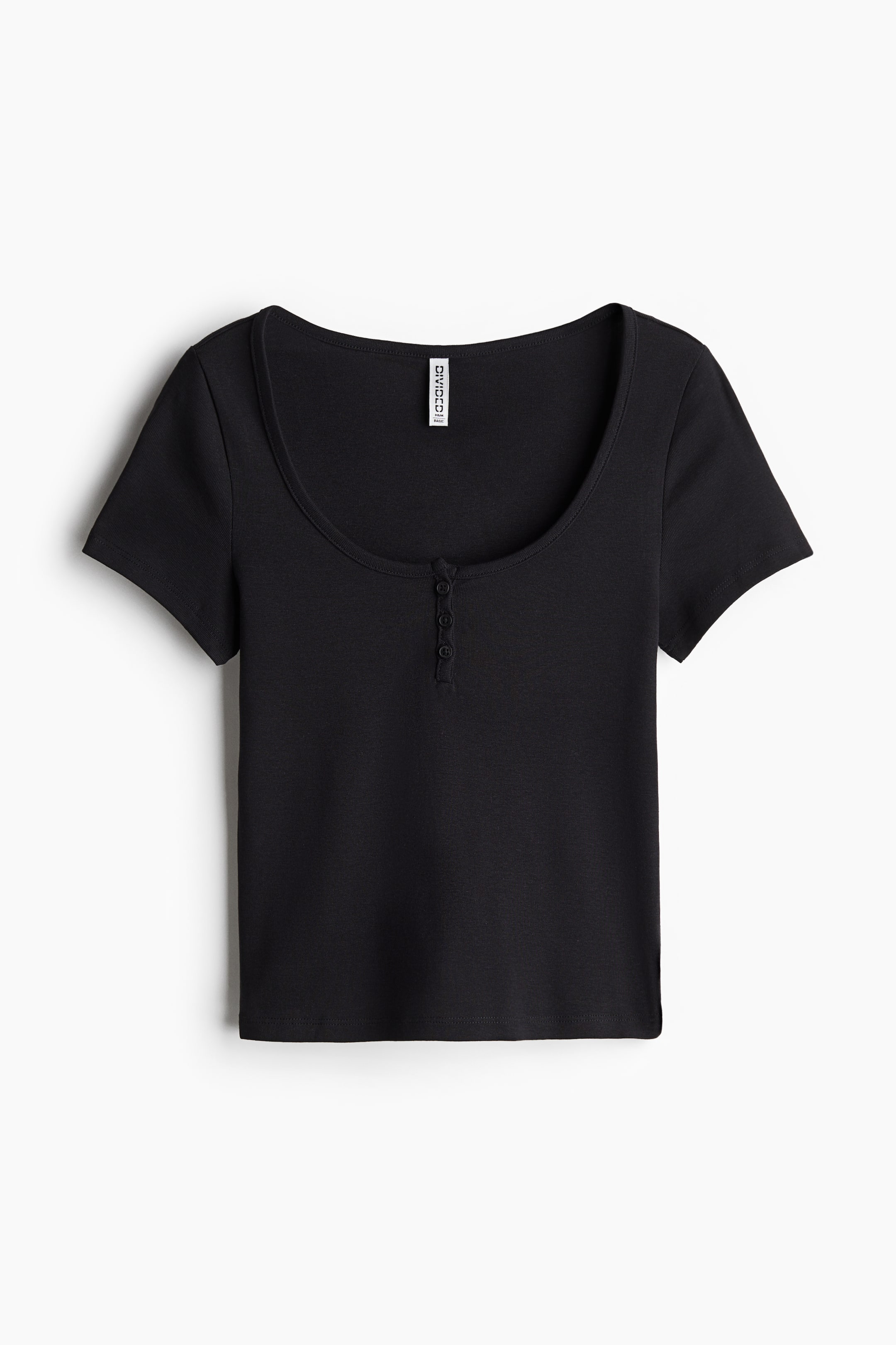 Button-top scoop-neck T-shirt