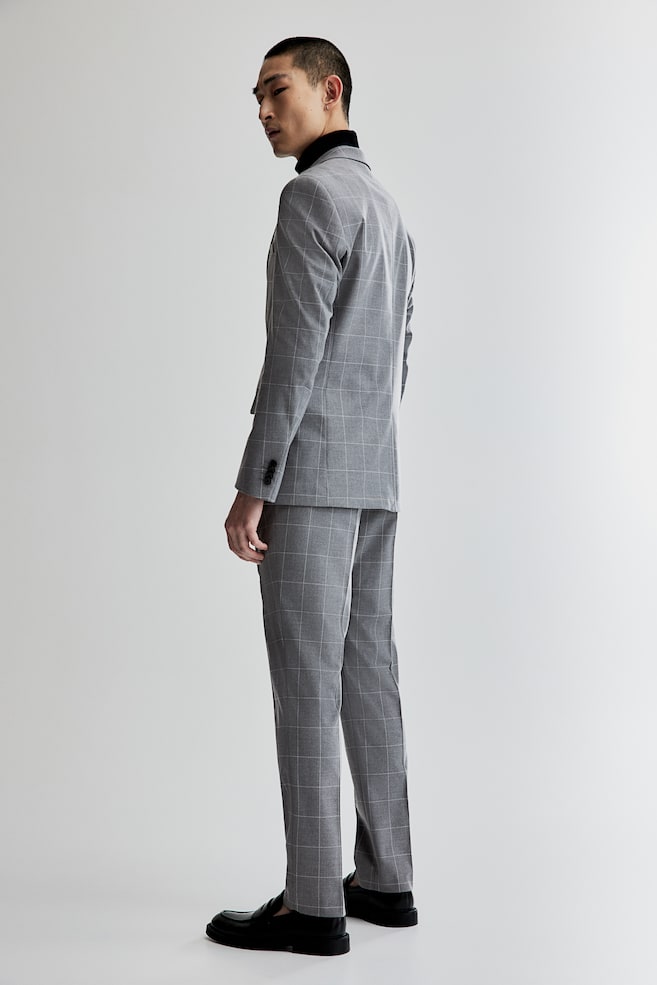 Spodnie garniturowe Slim Fit - Szary/Brązowy/Krata - 3