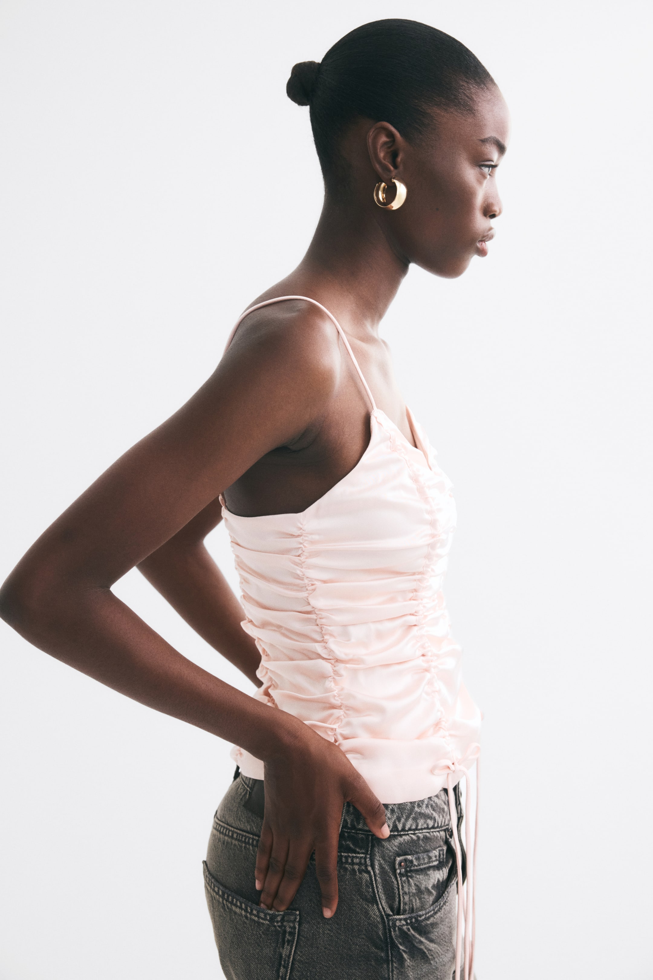 Ruched Satin Top