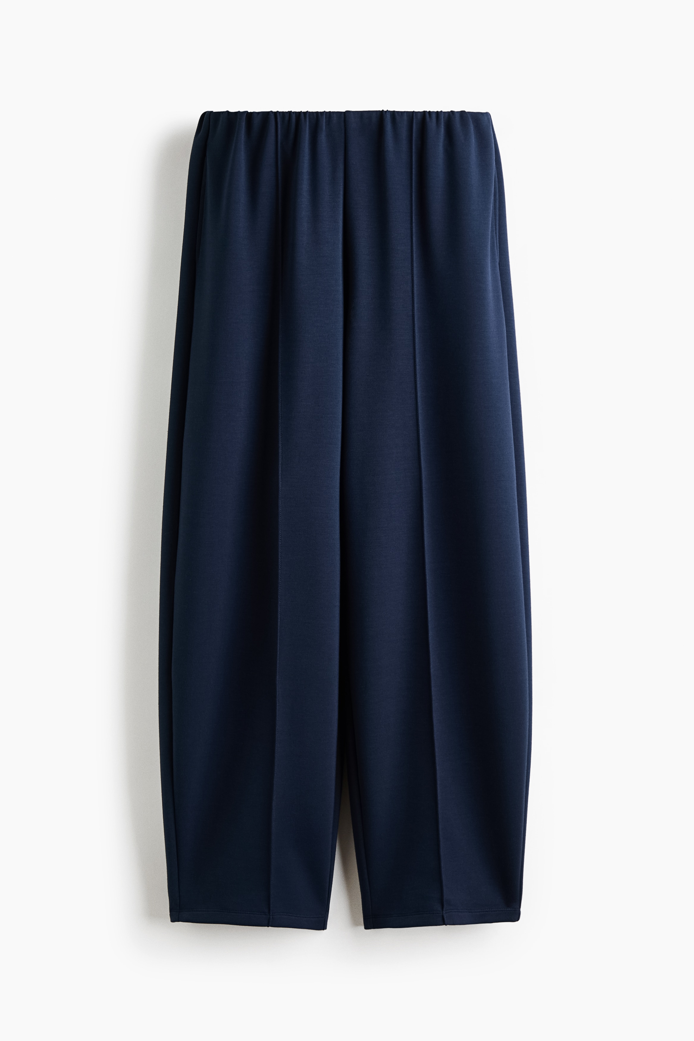 Viscose-Blend Barrel-Leg Pants - Navy blue/Light beige/Dark brown