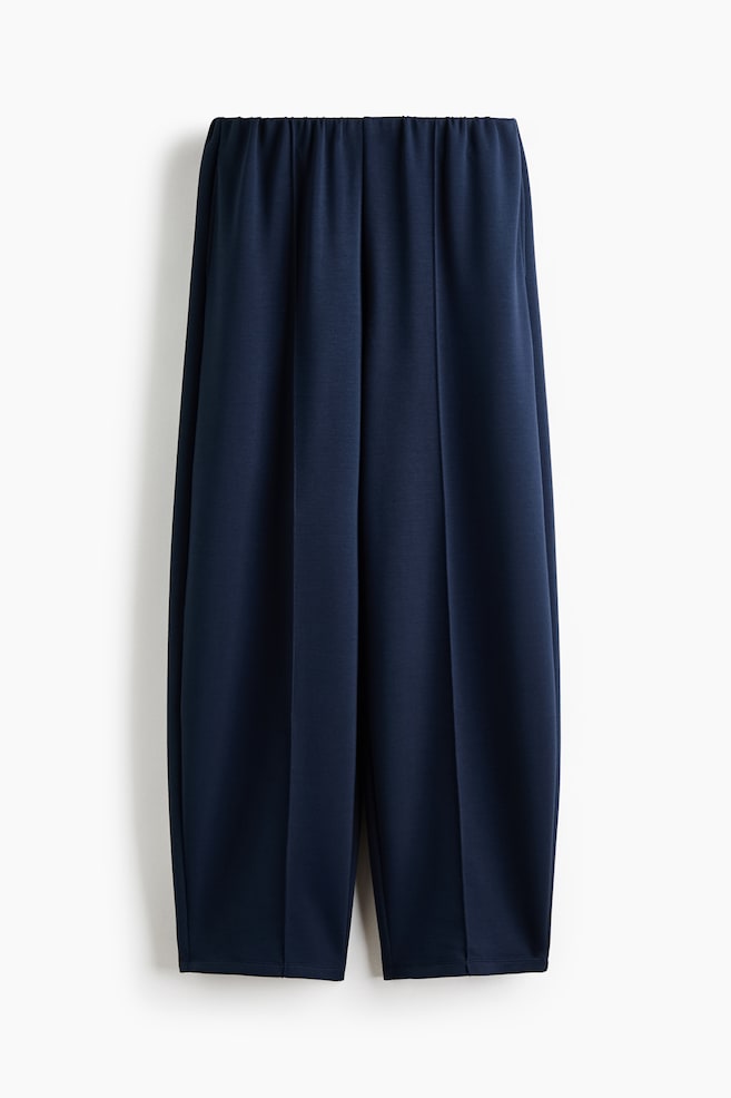 Viscose-Blend Barrel-Leg Pants - Navy blue/Light beige/Dark brown - 1