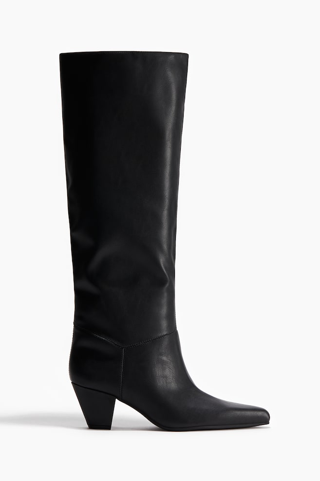 Bottes de hauteur genou - Noir/Marron/motif peau de serpent - 1