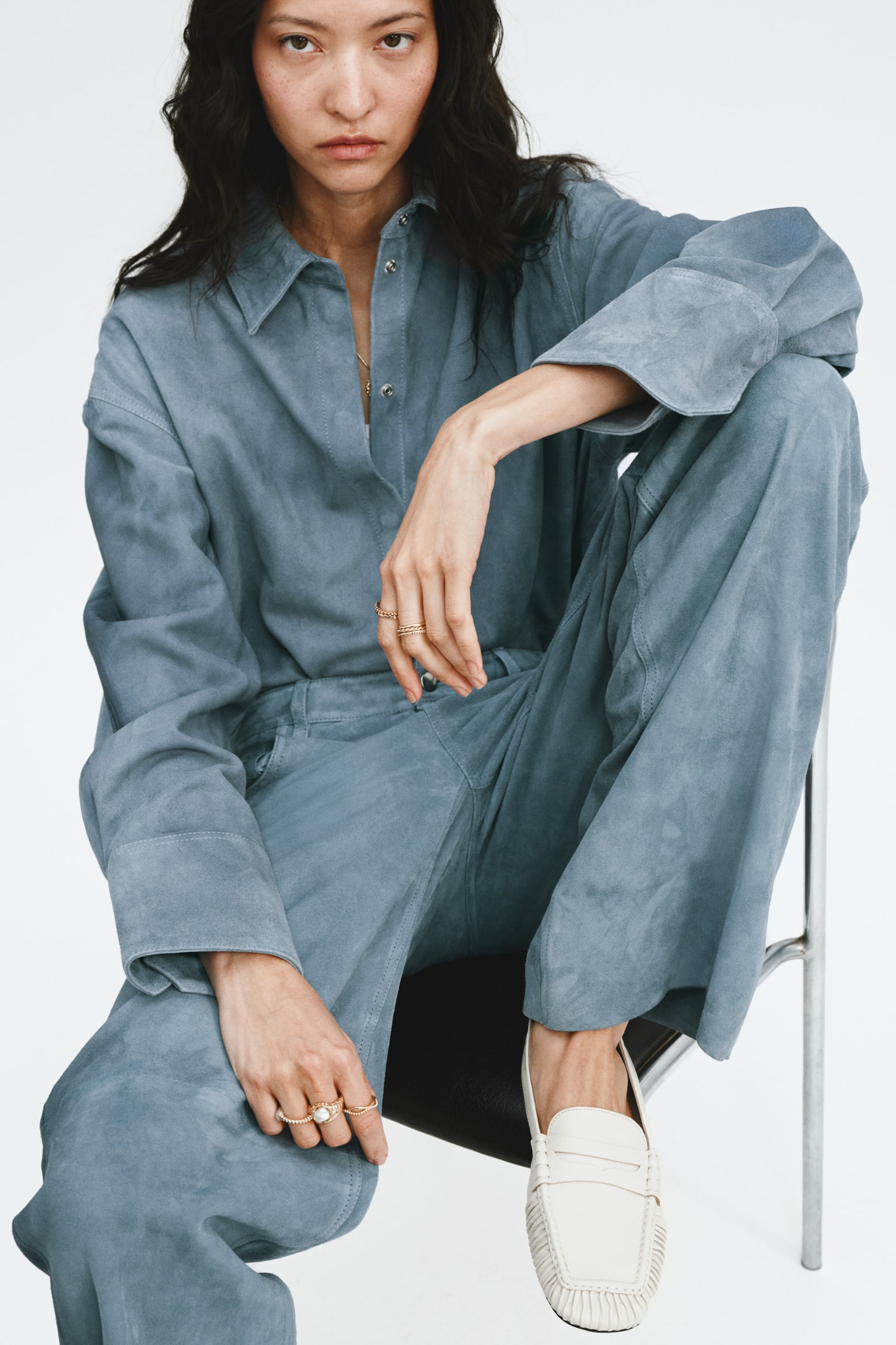 Suede shirt - Dusty blue - 3