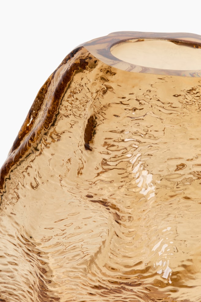 Small Textured Glass Vase - Beige/Transparent - 4