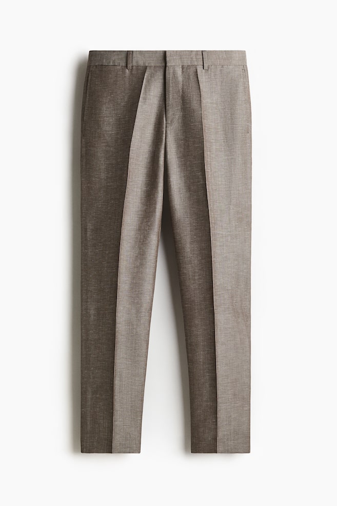 Slim Fit Wool-Blend Suit Pants - Dark beige - 1
