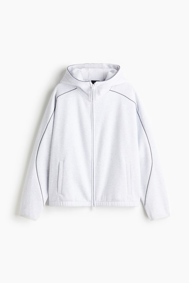 Hoodiejacke in Loose Fit - Hellgraumeliert/Schwarz - 1