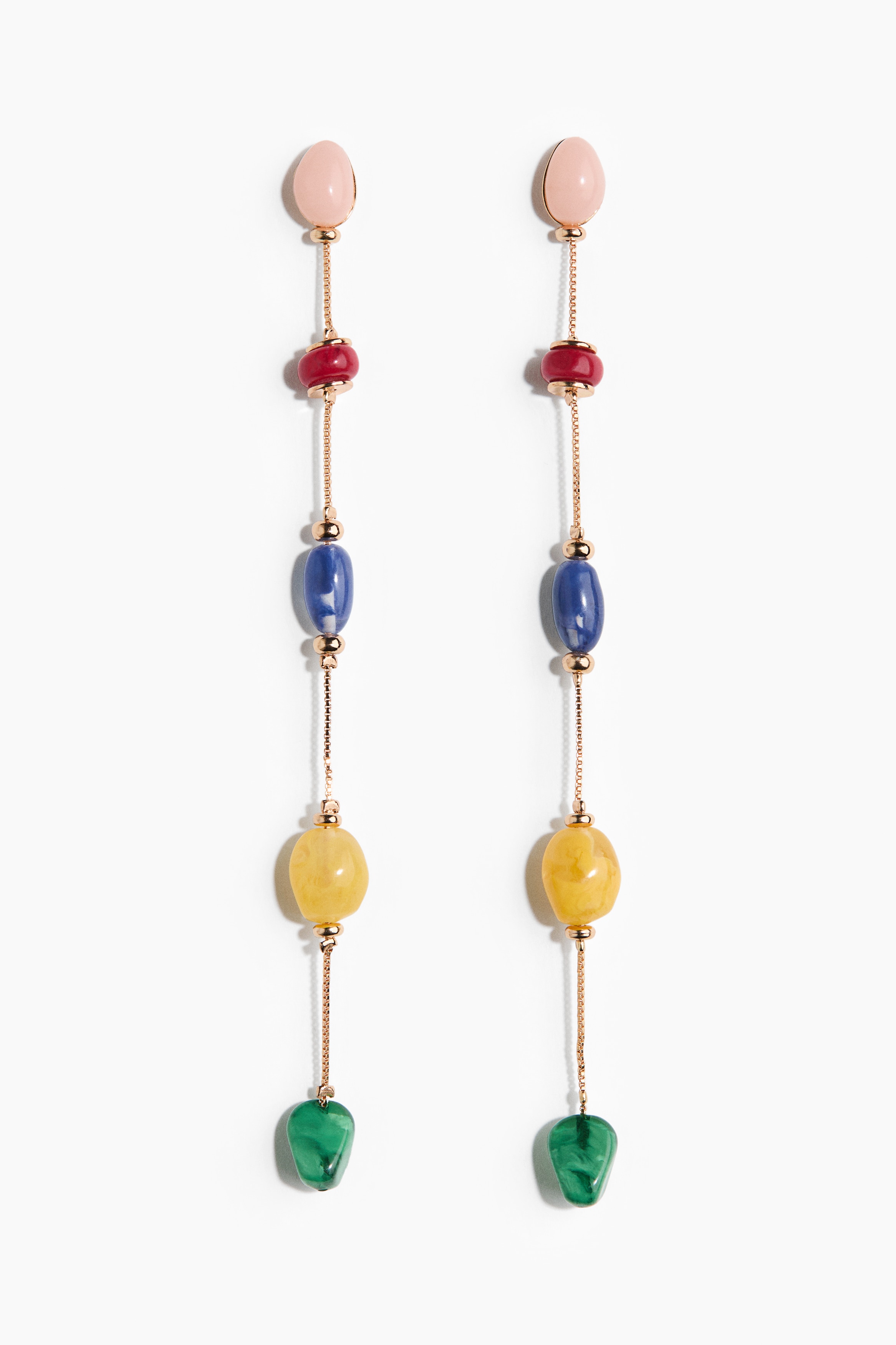 Beaded pendant earrings - Pink/Red/Blue