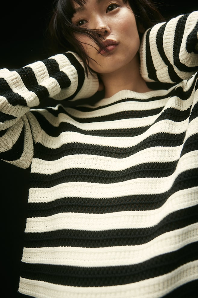 MAMA Textured-knit jumper - Cream/Black striped - 5