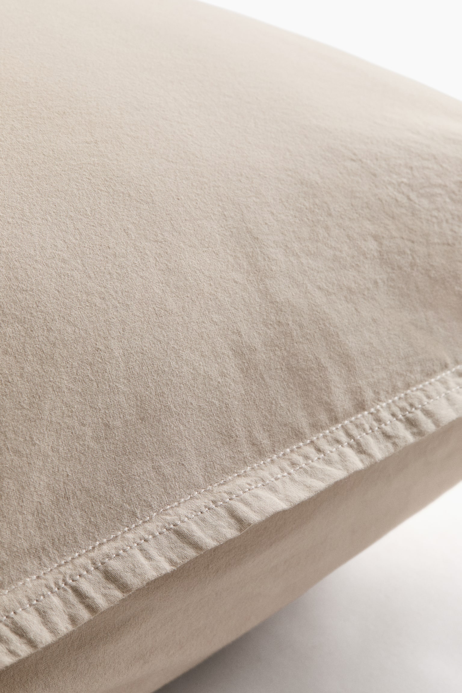 Washed cotton pillowcase - Light beige/White - 4