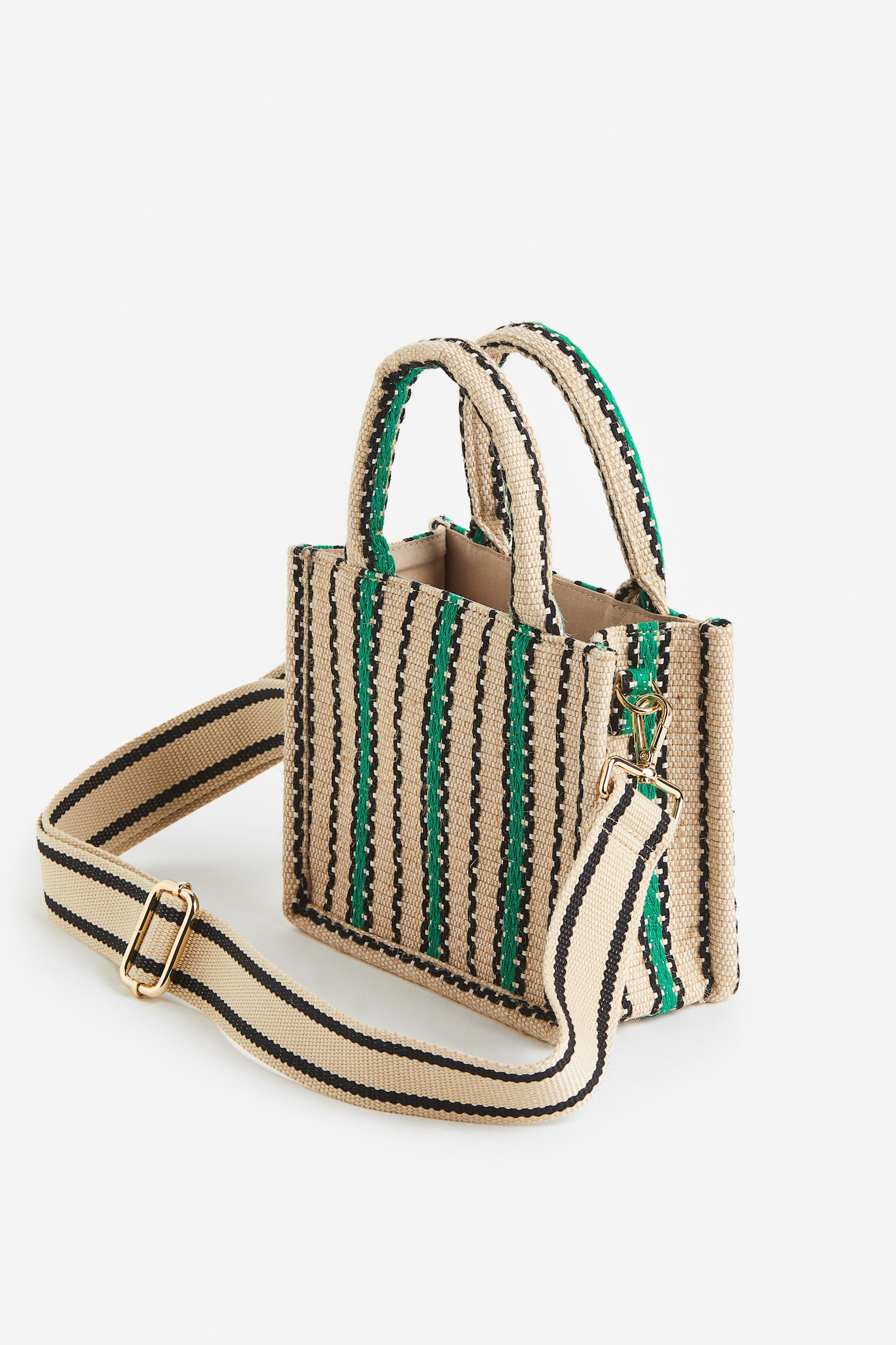 Jute Blend Mini Shopper - Green/Stripe - 3