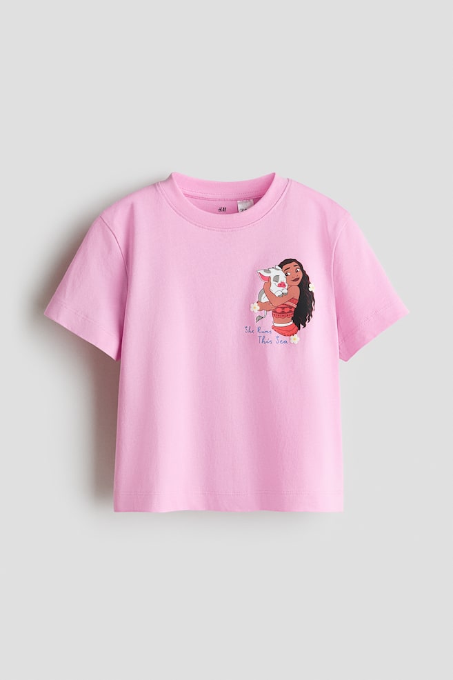 T-shirt em algodão com motivo estampado - Rosa/Vaiana/Lilás/Guerreiras do K-Pop/Cinzento/KPop Demon Hunters/Branco/Guerreiras do K-Pop/Rosa/Miffy/Amarelo/Miffy/Cinzento mesclado/Nirvana/Turquesa claro/Aristogatos - 1