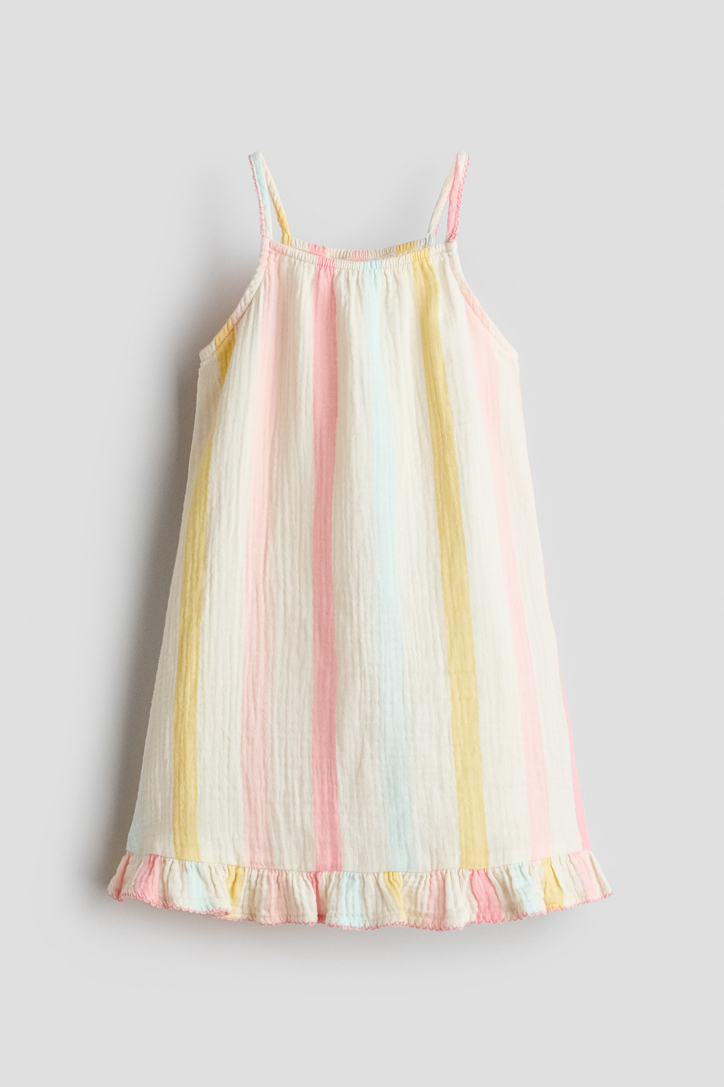 Vestido con tirantes finos y volante - Crema/Rayas/Blanco/Fresas/Azul claro/Floral/Azul claro/Rayas