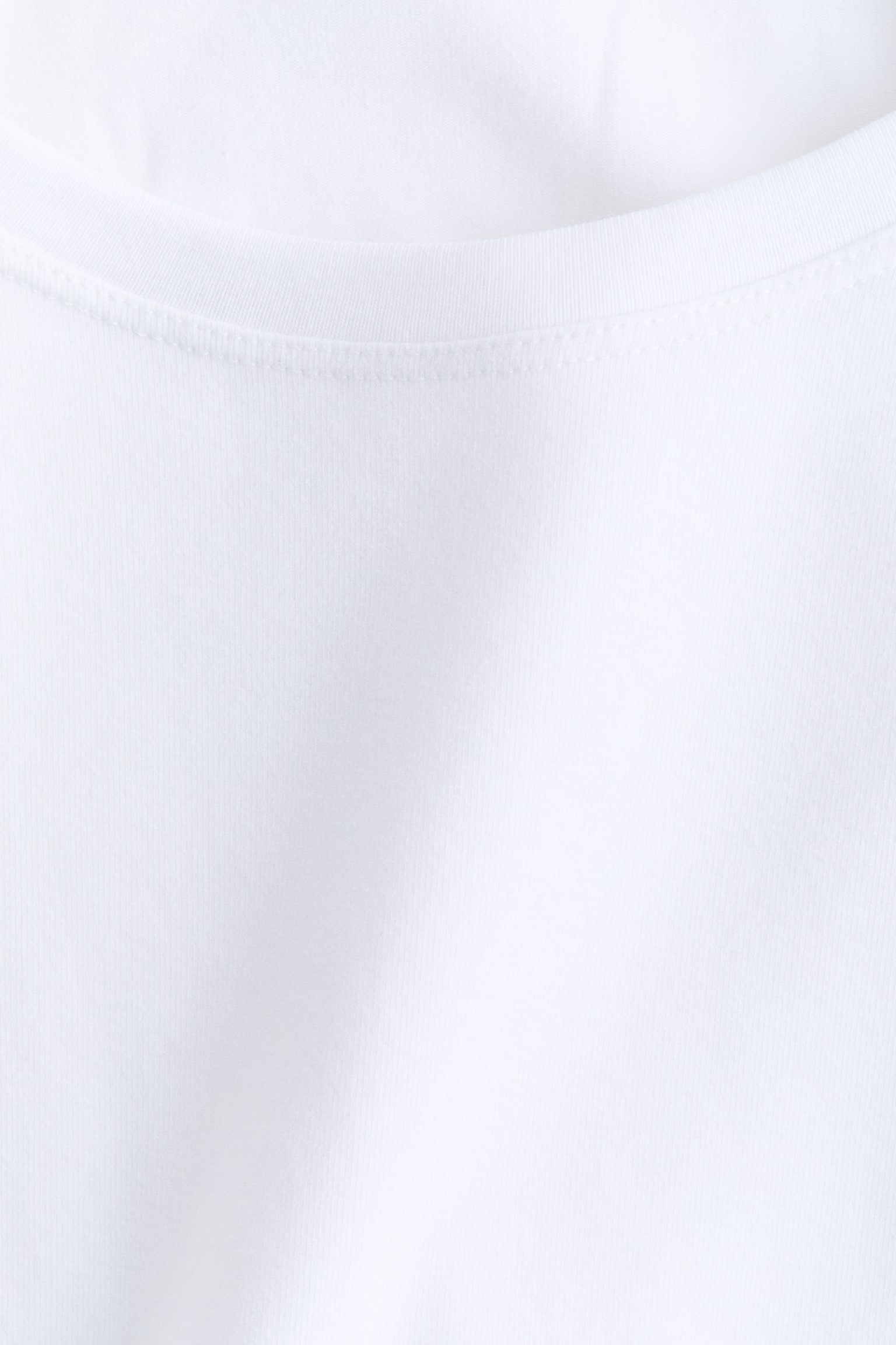 Женский топ H&M Fitted Cotton Top, цвет: Белый — фото 5