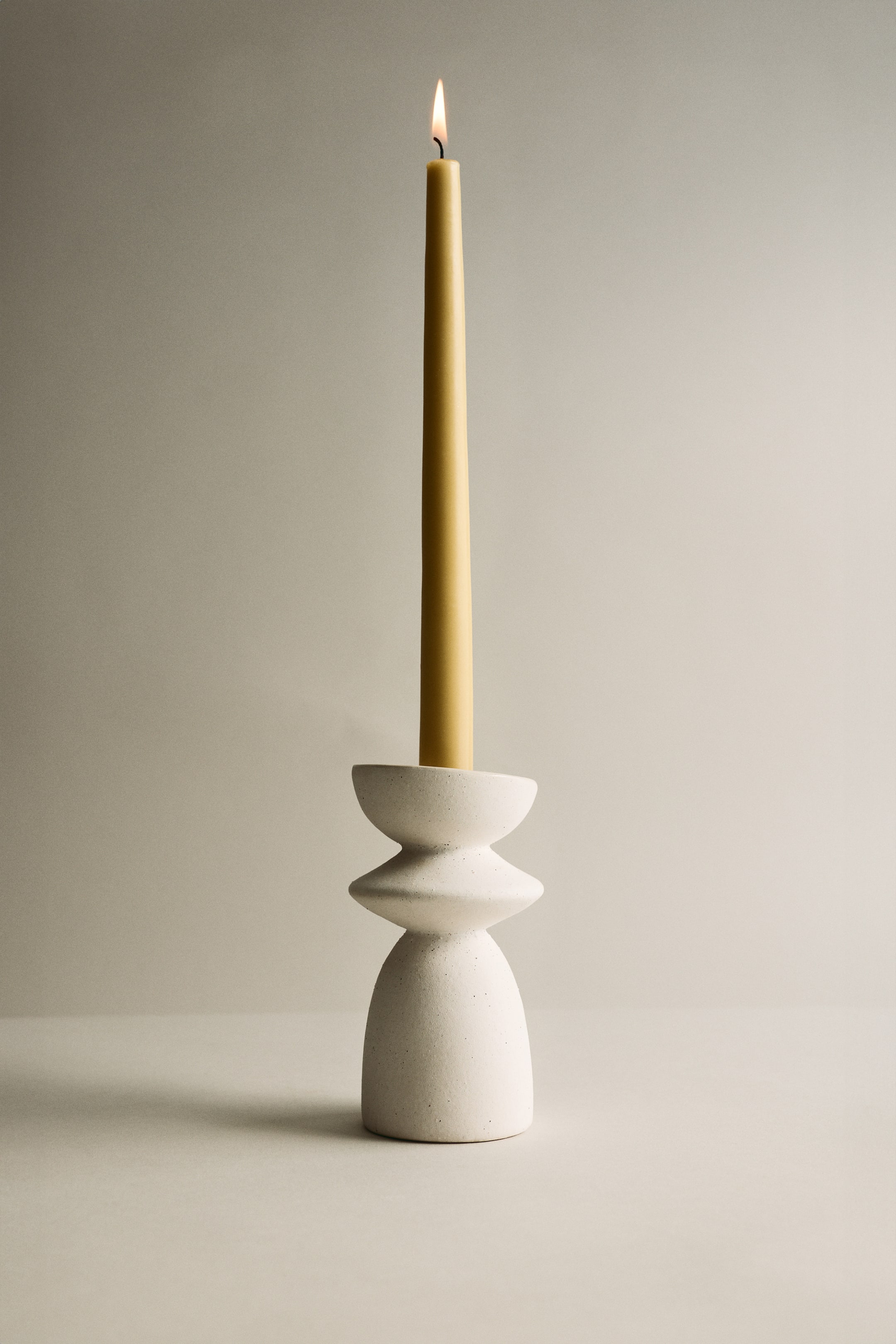 View larger image: Stoneware candle holder - White/Light beige - Home All | H&M GB 1
