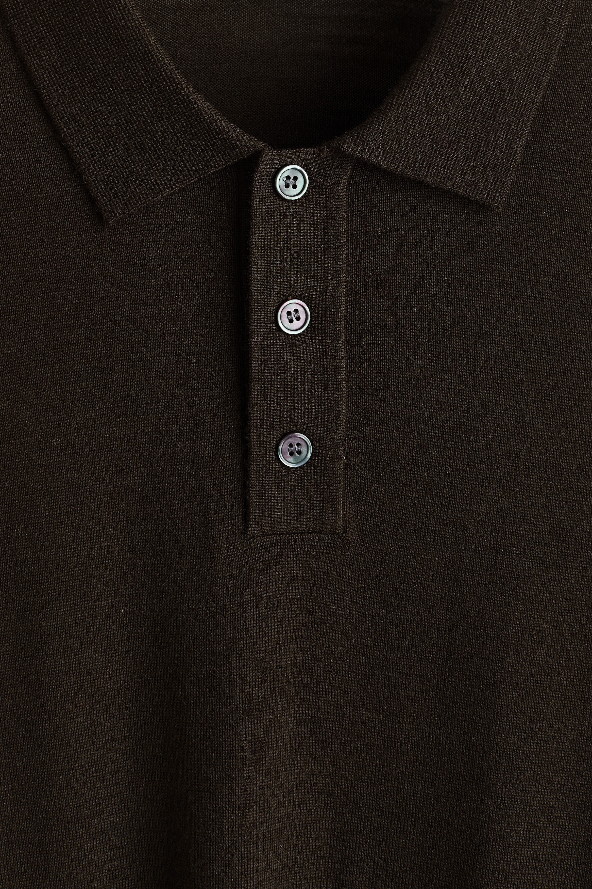 Poloshirt i merinould Regular Fit - Mørk kakigrøn/Marineblå/Muldvarp/Mørkegråmeleret