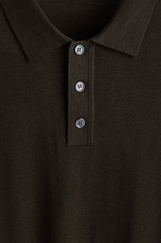 Regular Fit Merino wool polo shirt - Dark khaki green/Mole/Dark grey marl/Navy blue - 1
