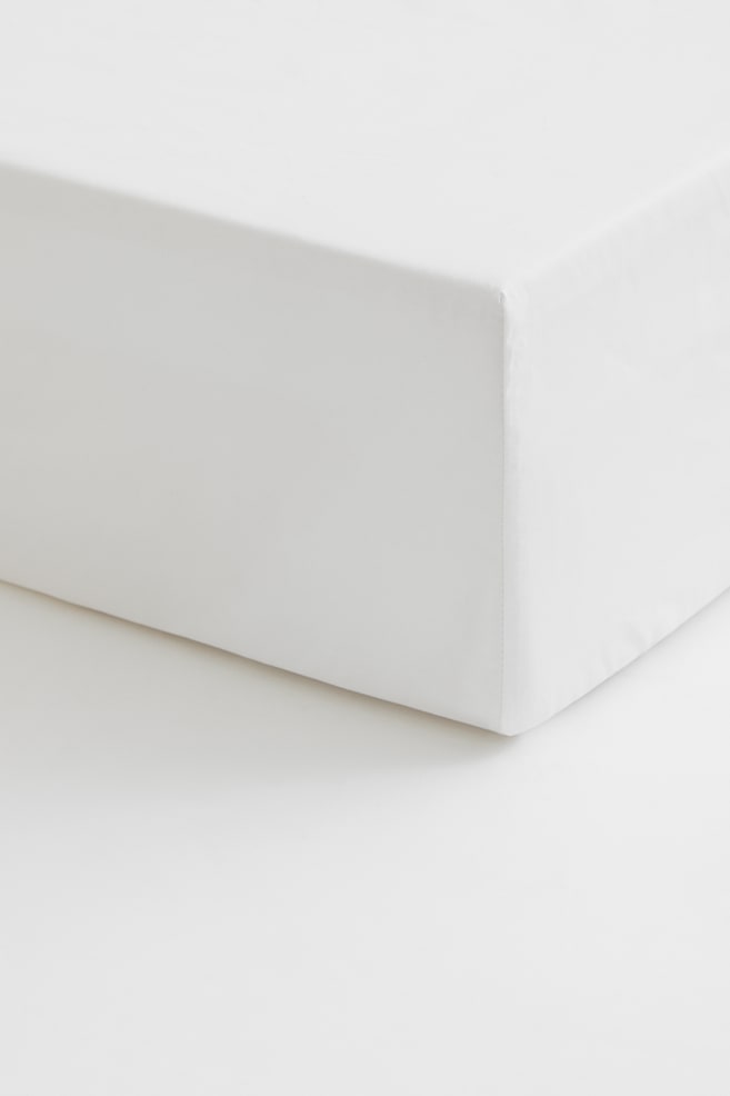 Cotton Percale Fitted Sheet - White - 1