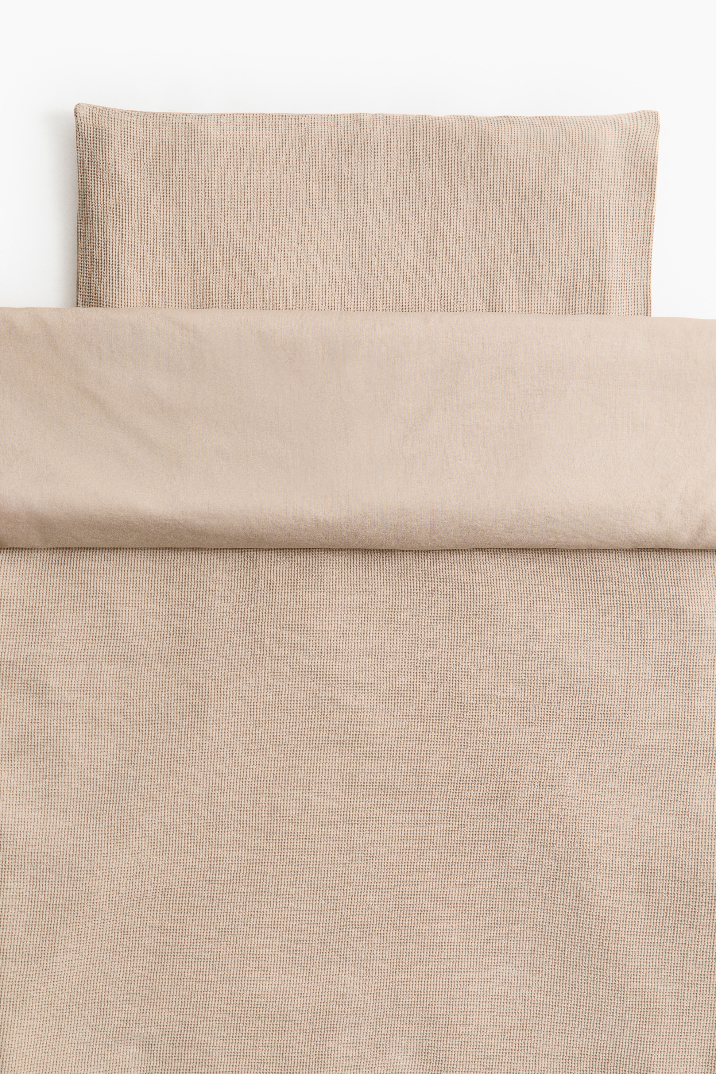 Súprava vafľových obliečok do postieľky - Béžová/Tlmená zelená