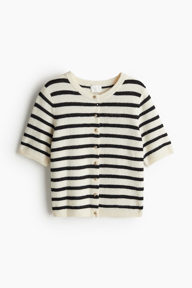 Gilet en maille - Crème/rayé - 1
