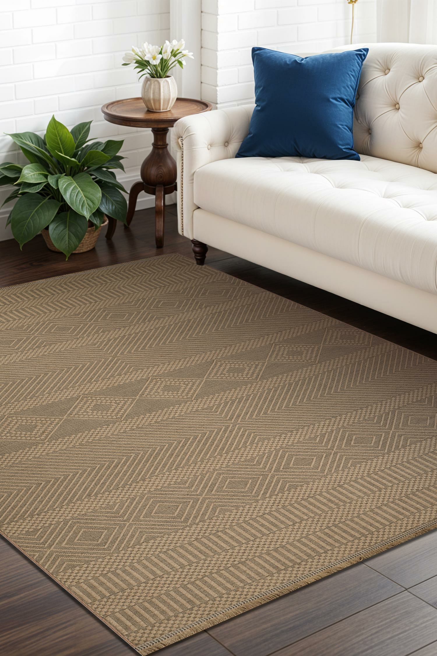 Cottage Machine Washable Jute Area Rug - Light Brown
