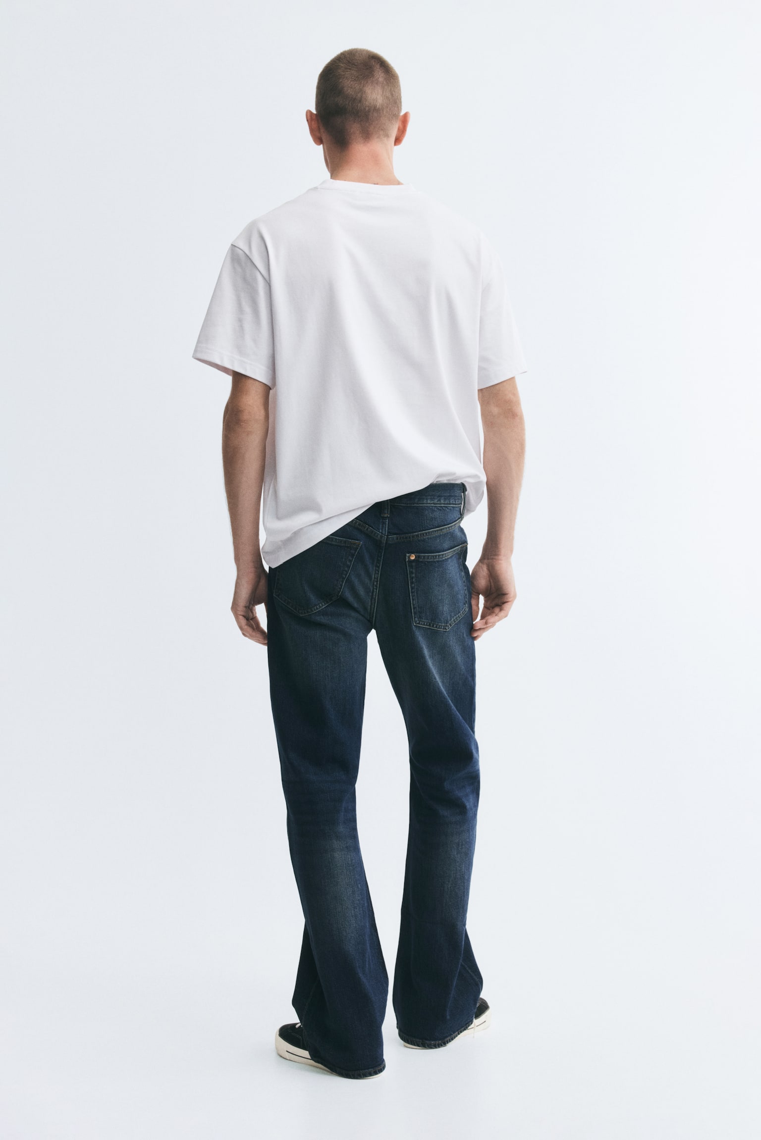 Мужские джинсы H&M Slim Bootcut, цвет: Тёмный джинсовый синий — фото 4