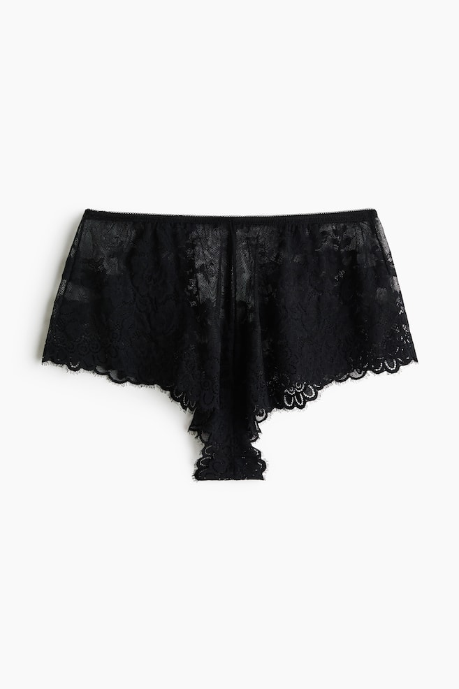 Spitzenslip Shortie - Schwarz/Weinrot - 1